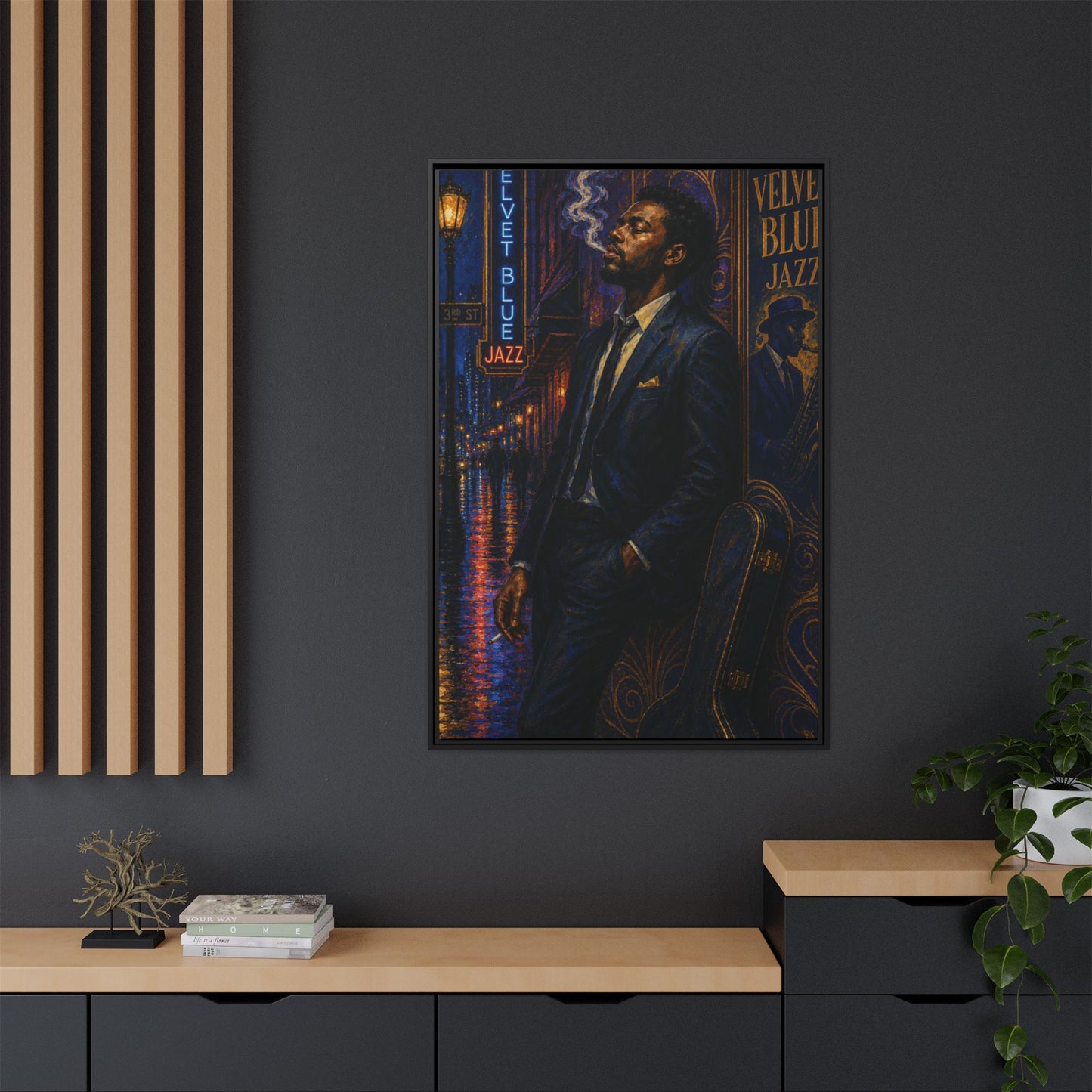 After the Gig Framed Retro Jazz Music Canvas Print