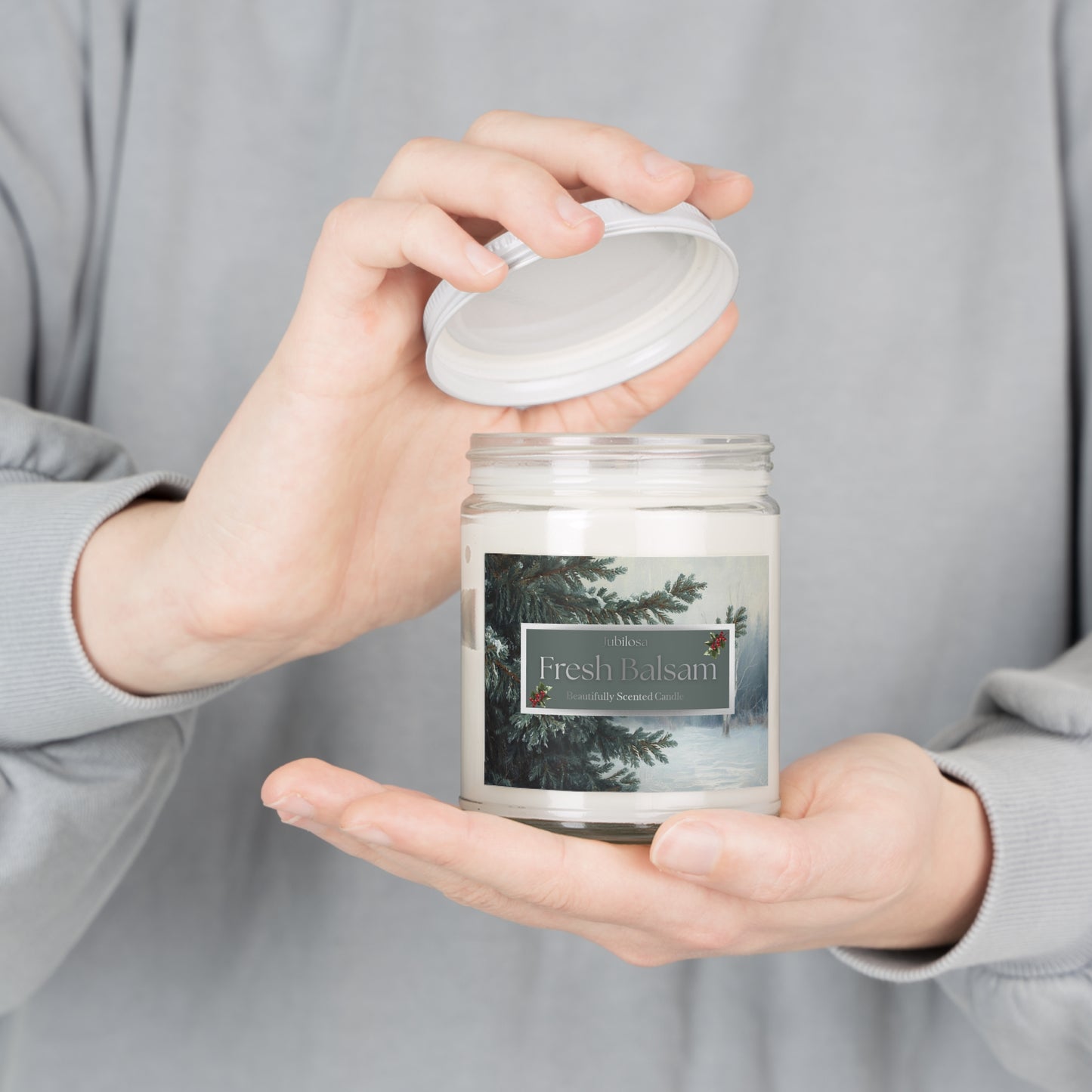 Fresh Balsam Scented Soy Candles with White Lid, 9oz