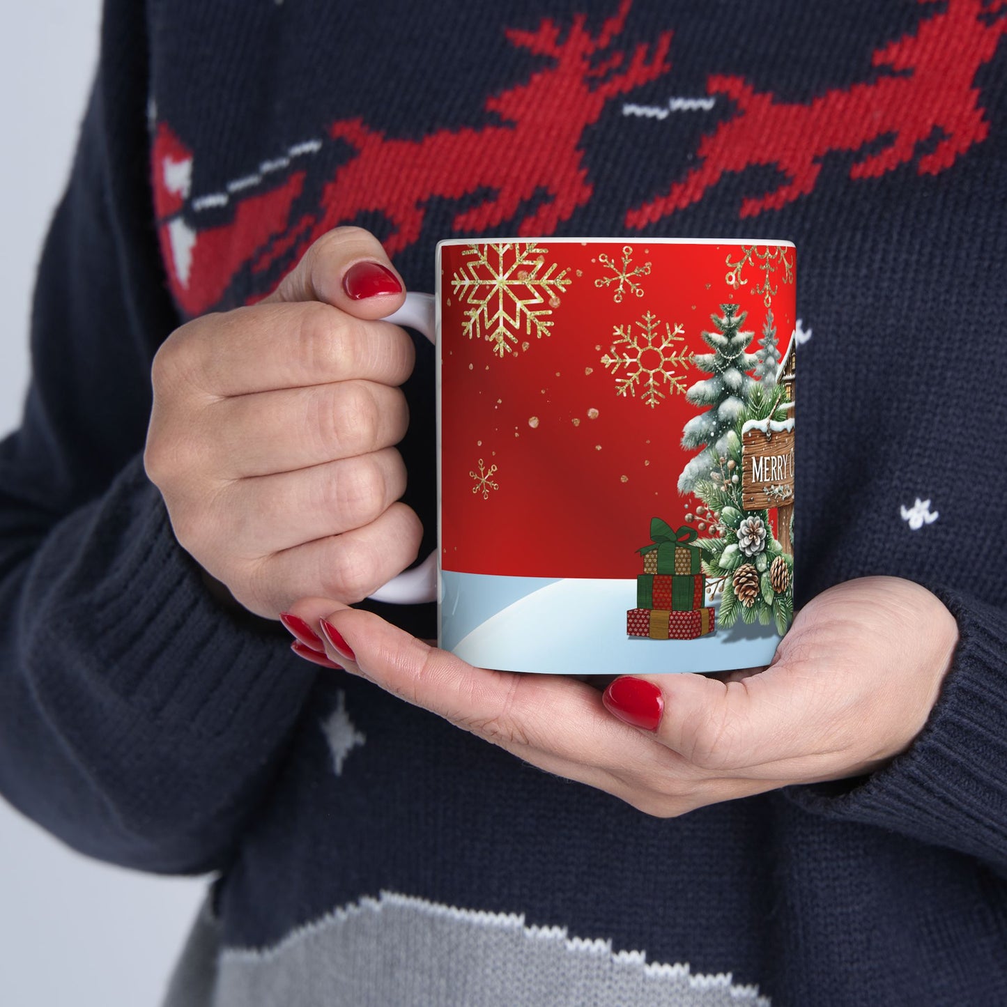 Merry Christmas Ceramic Mug, (11oz, 15oz)