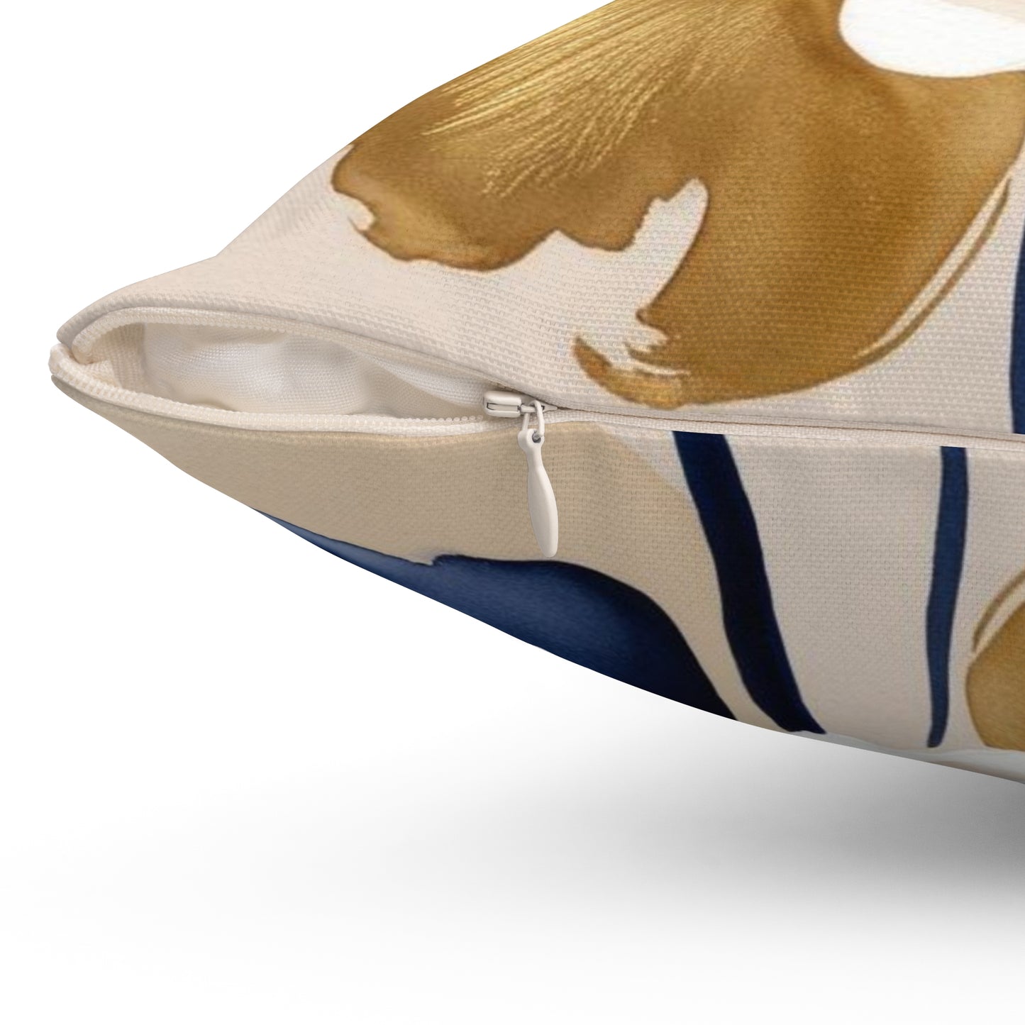 Floral Gold & Navy Square Pillow