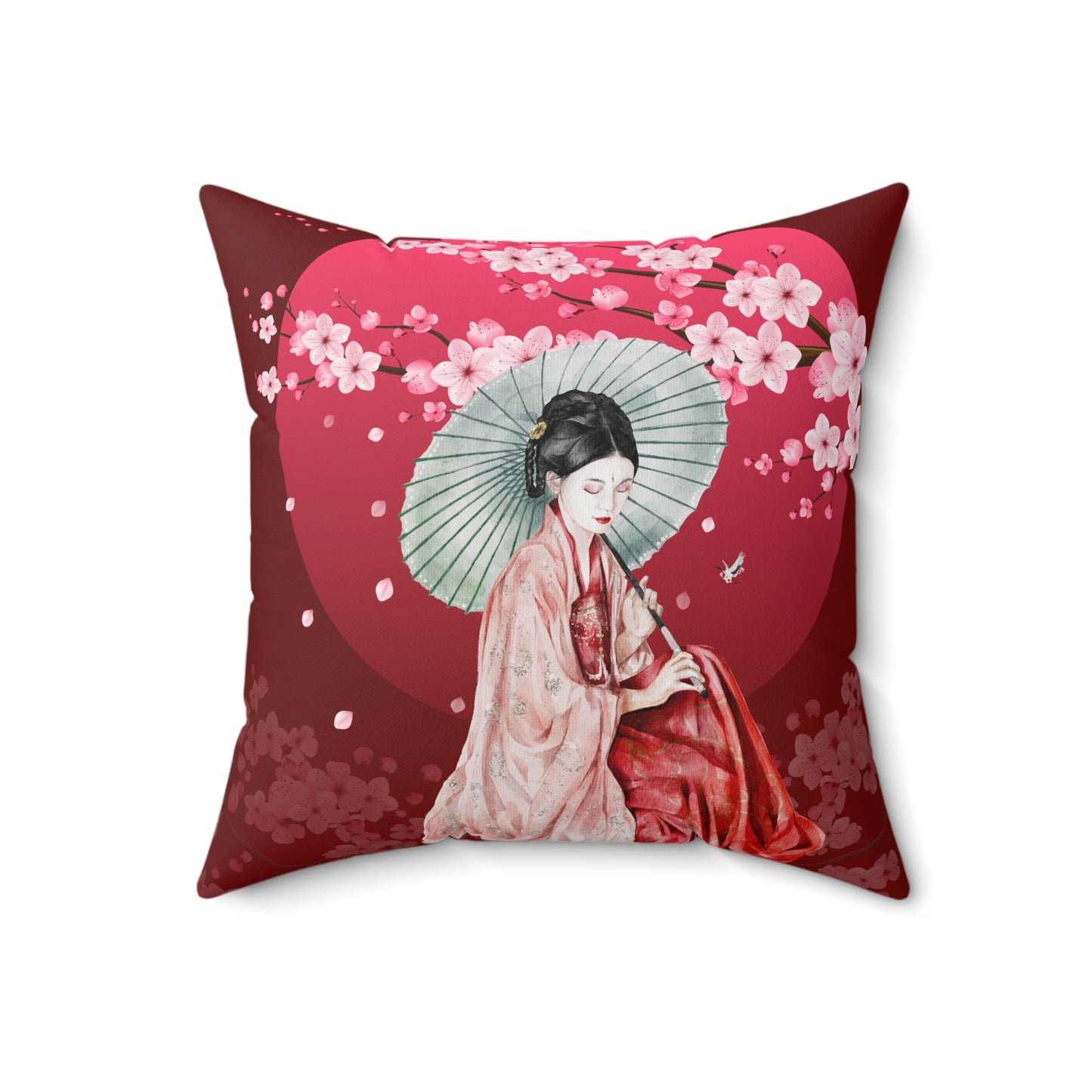 Cherry Blossoms Cherry Moon Spun Polyester Square Pillow