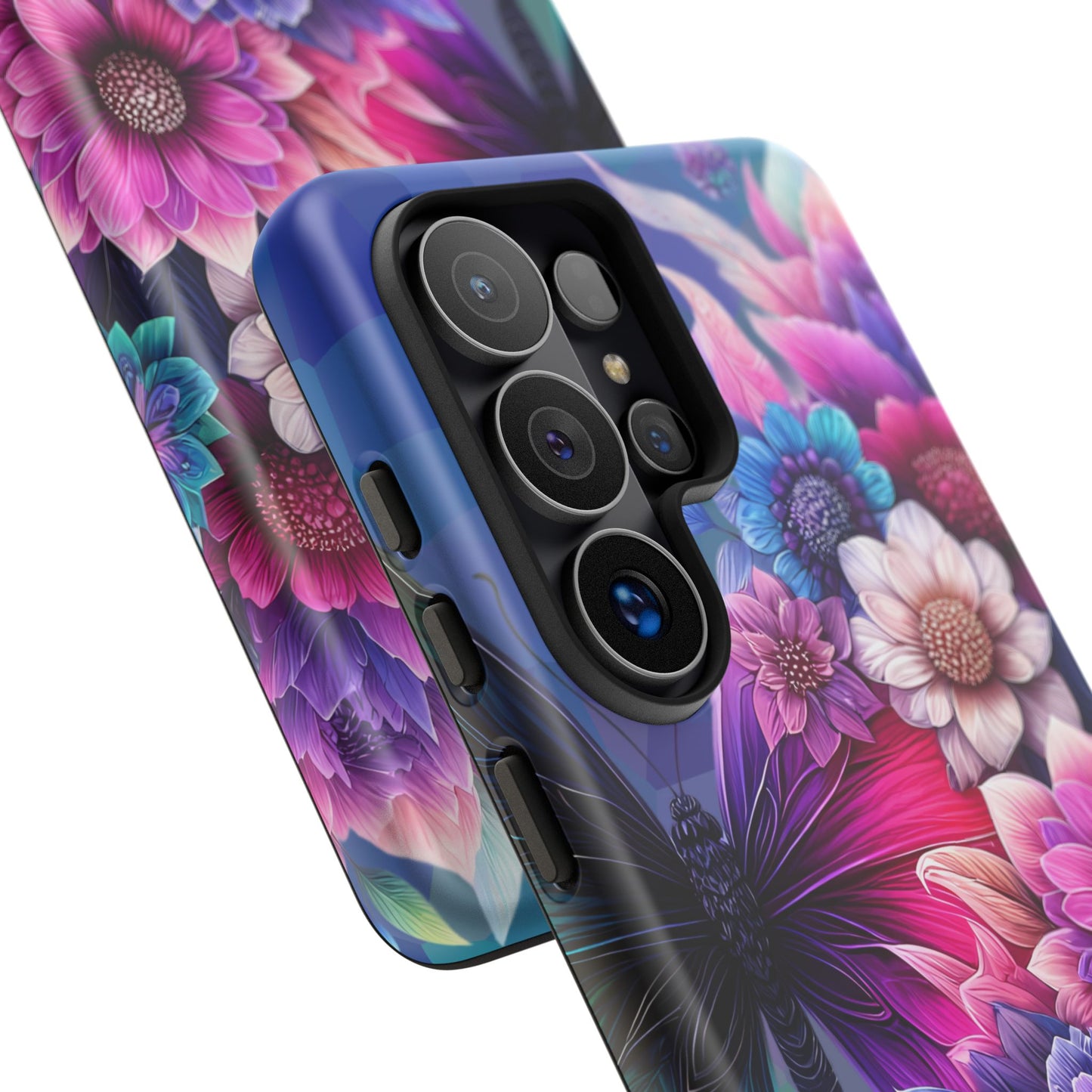 Butterfly Bloom Tough Phone Case — Vibrant Purple Blossom Protective Cover