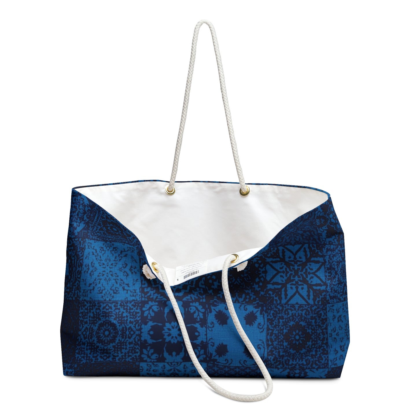 Boheme Bleu Weekender Bag — Boho Tile Print Travel Tote
