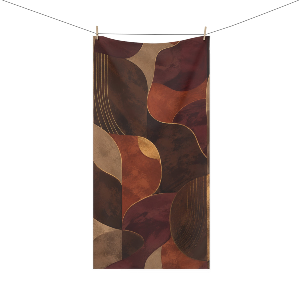 Ember & Earth — Retro Geometric Mink-Cotton Towel