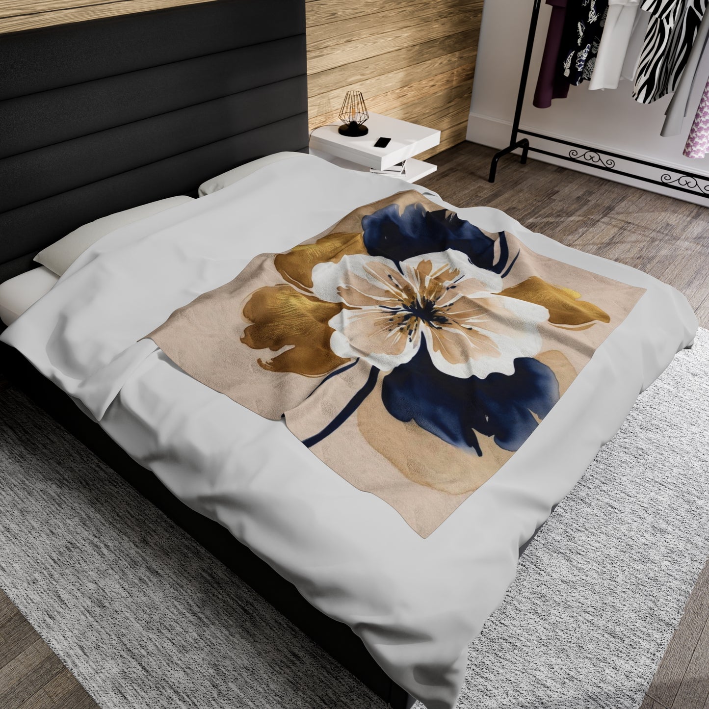 Abstract Floral Velveteen Plush Blanket