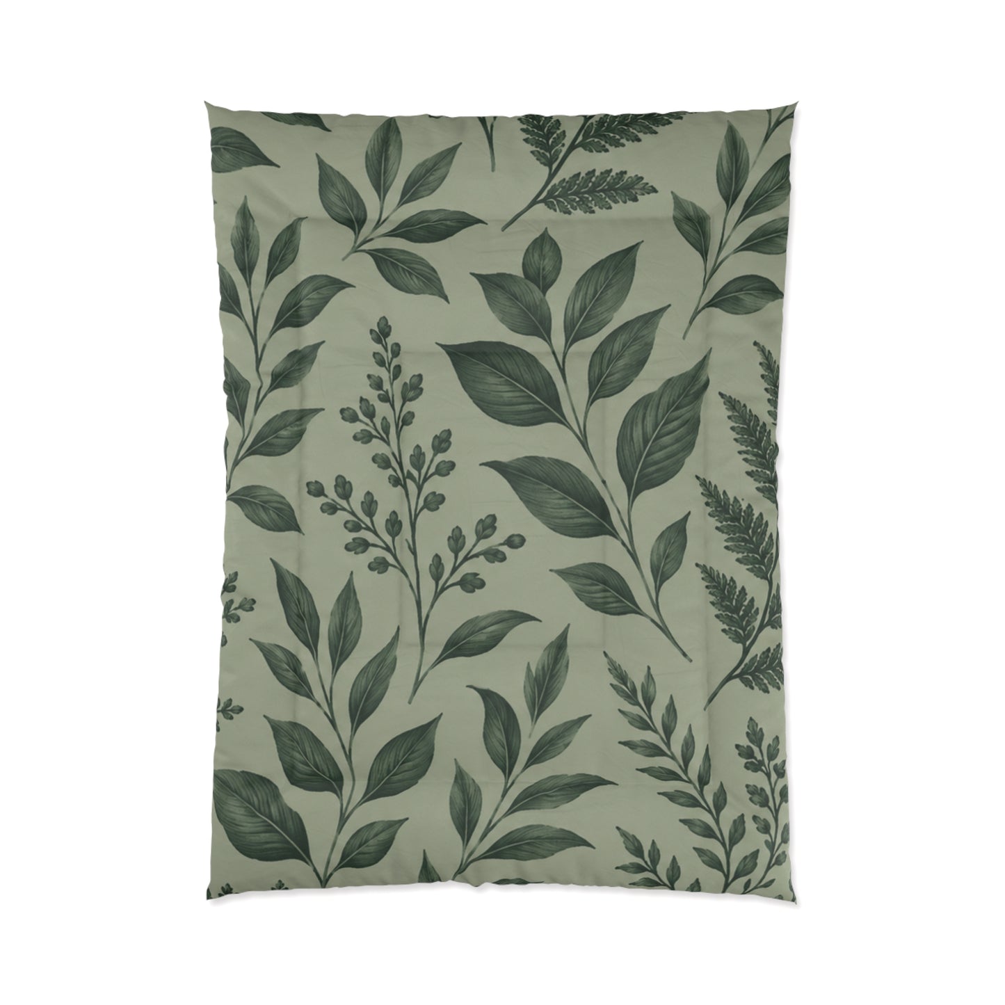 Botanical Green Leaf Comforter — Calming Nature Bedroom Duvet
