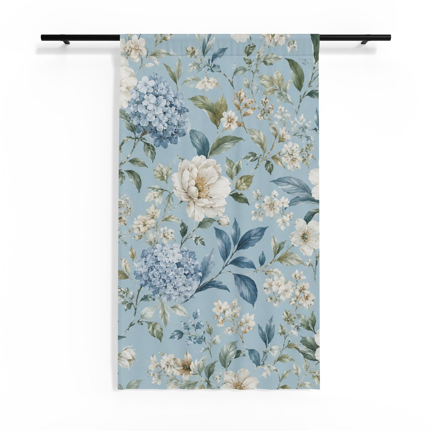 Blue Vintage Hydrangea & Peony Sheer Window Panel