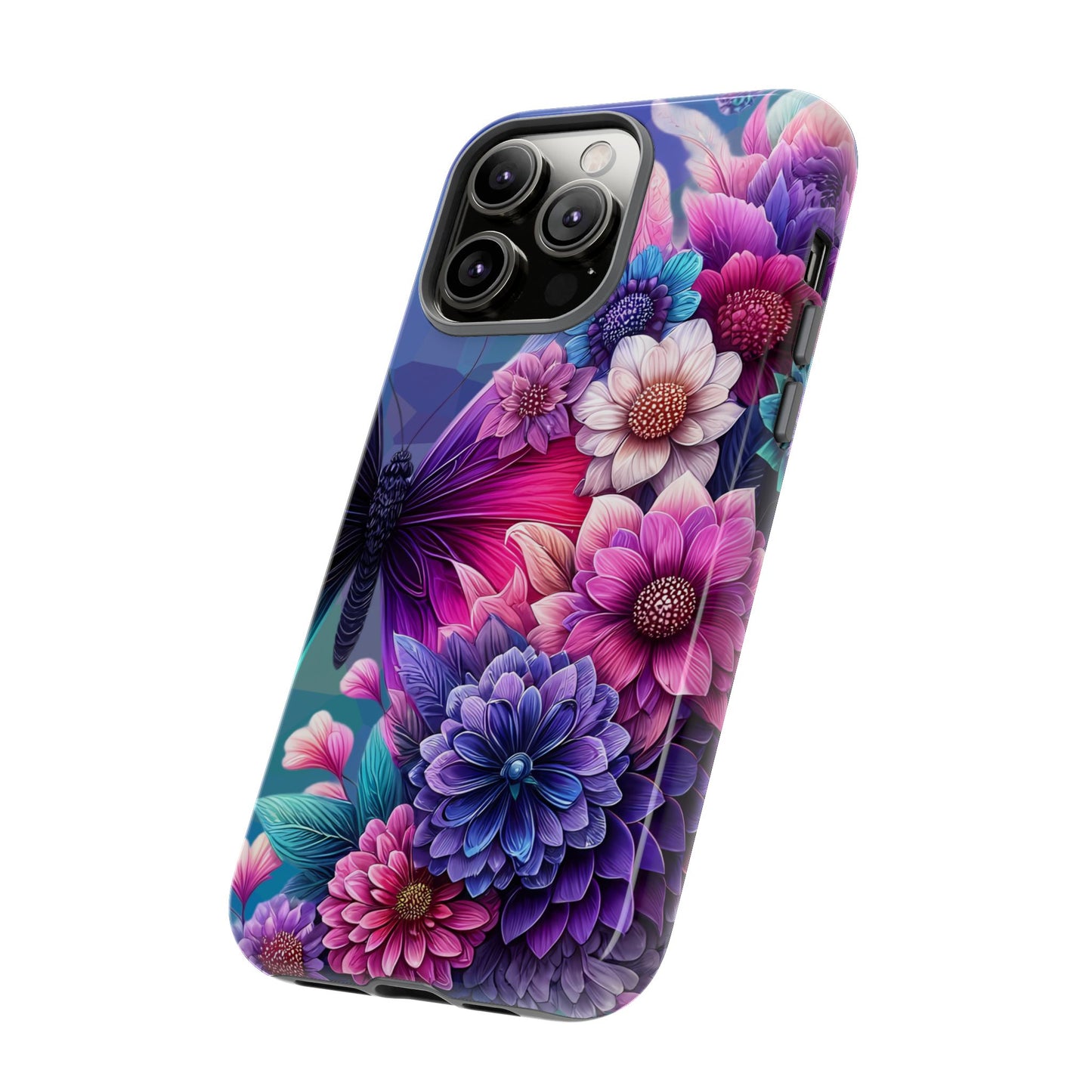 Butterfly Bloom Tough Phone Case — Vibrant Purple Blossom Protective Cover