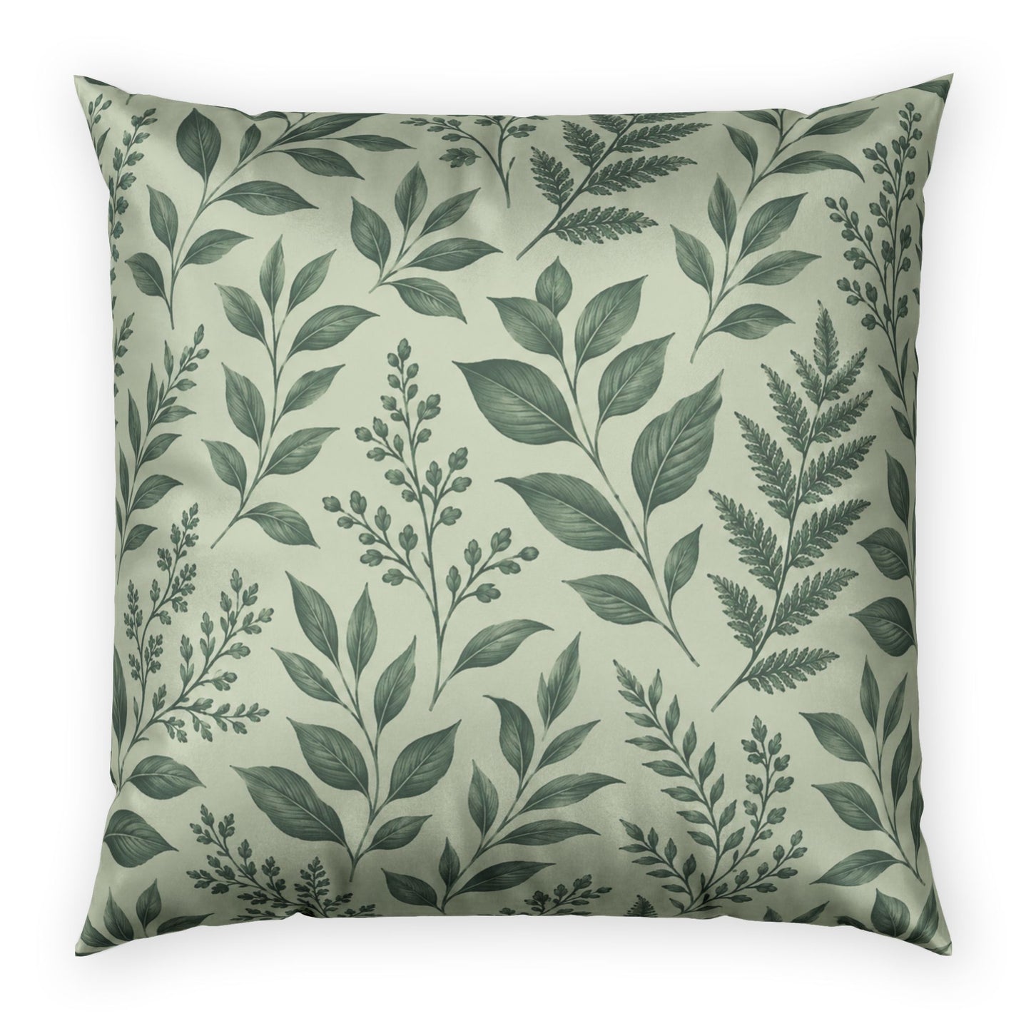 Botanical Green Leaf Velvet Pillow - Decorative Throw Cushion