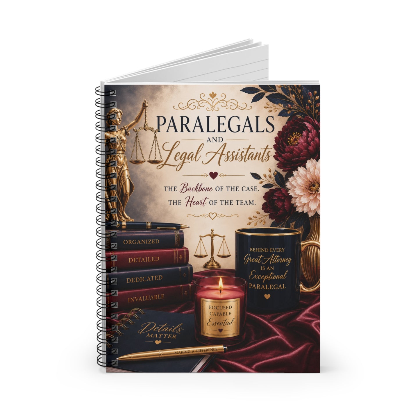 Attorney Paralegals & Legal Assistants Spiral Notebook — 'Backbone of the Case' Ruled Journal