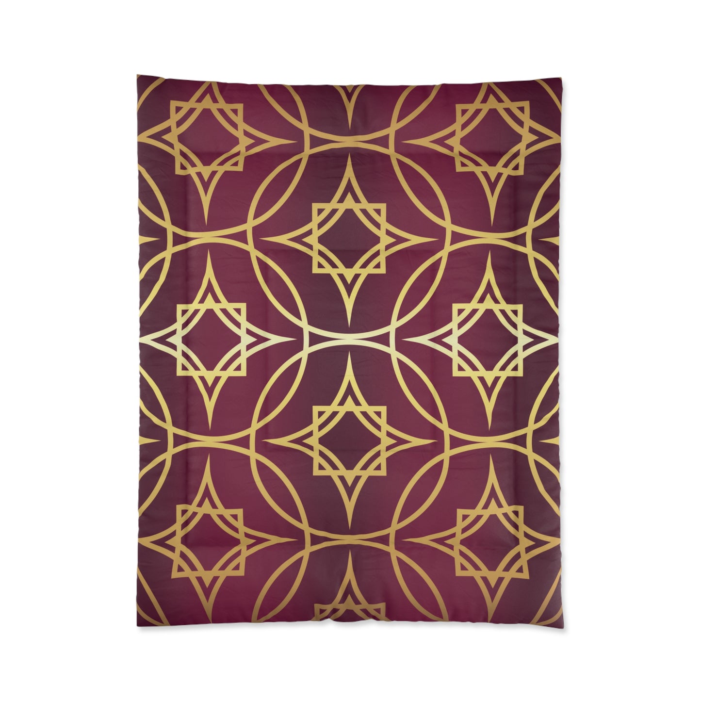 Gilded Geometric Comforter — Burgundy & Gold Luxury Duvet Cover