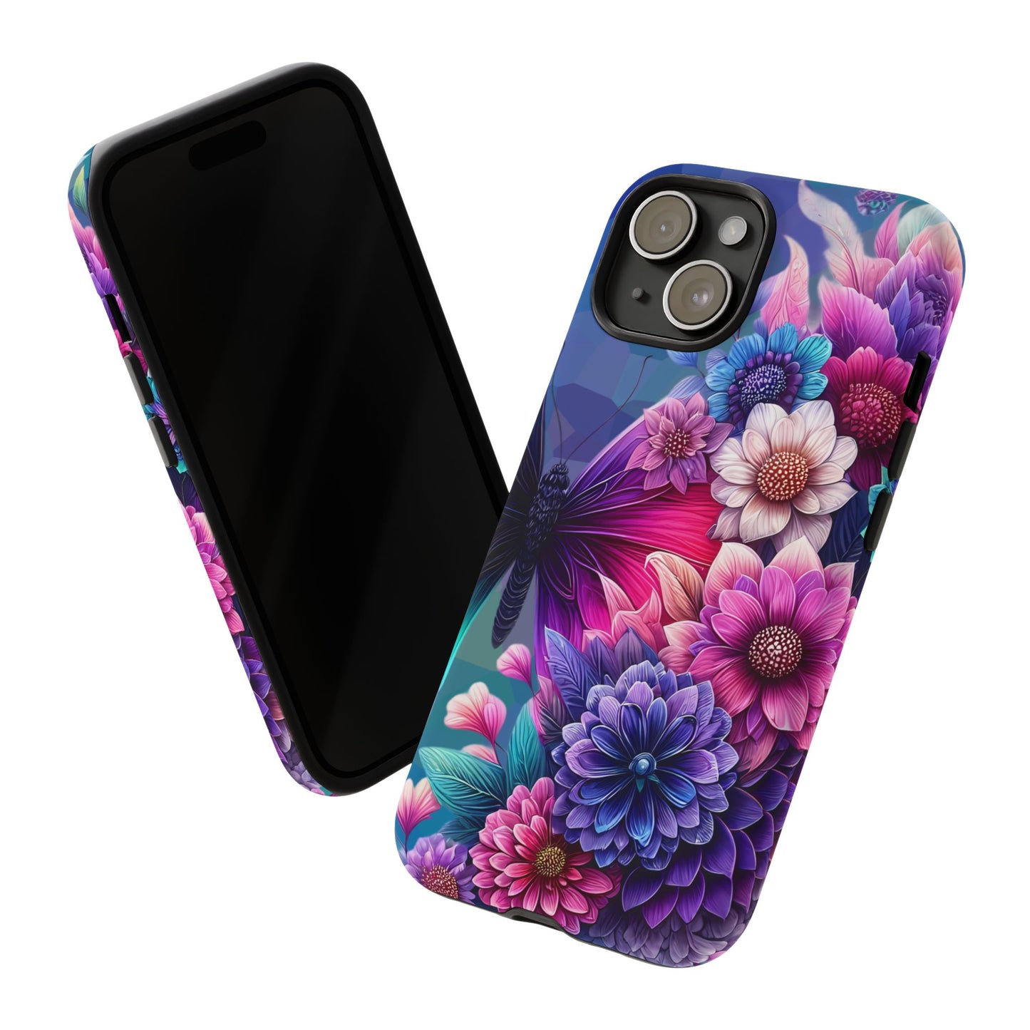 Butterfly Bloom Tough Phone Case — Vibrant Purple Blossom Protective Cover