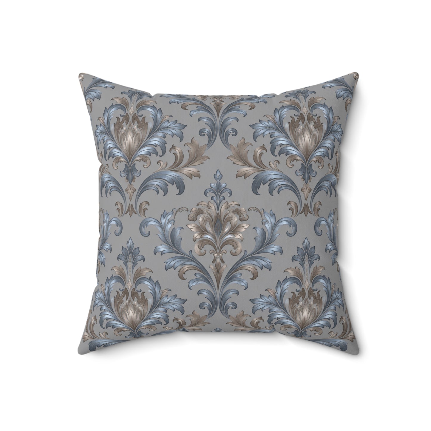 Elegant Blue Gray Damask Throw Pillows