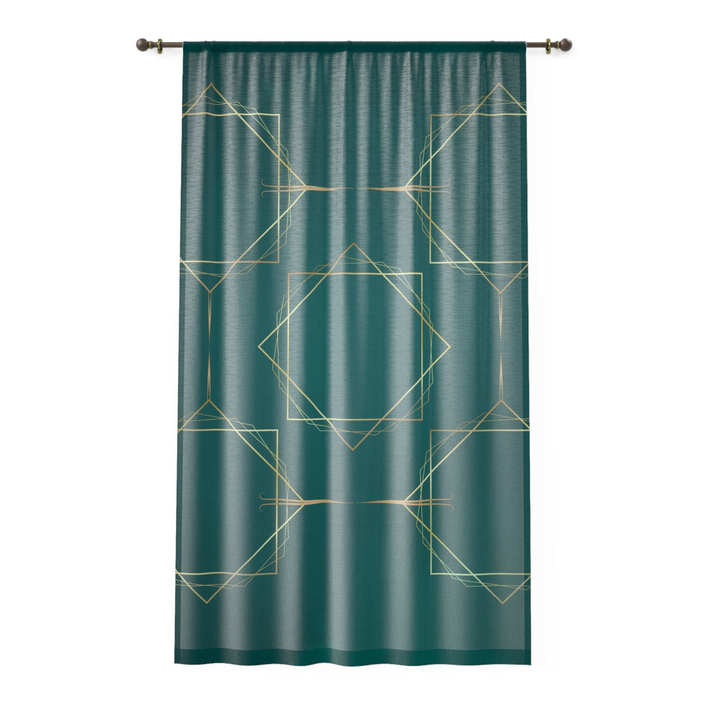 Gilded Elegance (Dark Teal) Sheer Window Curtain