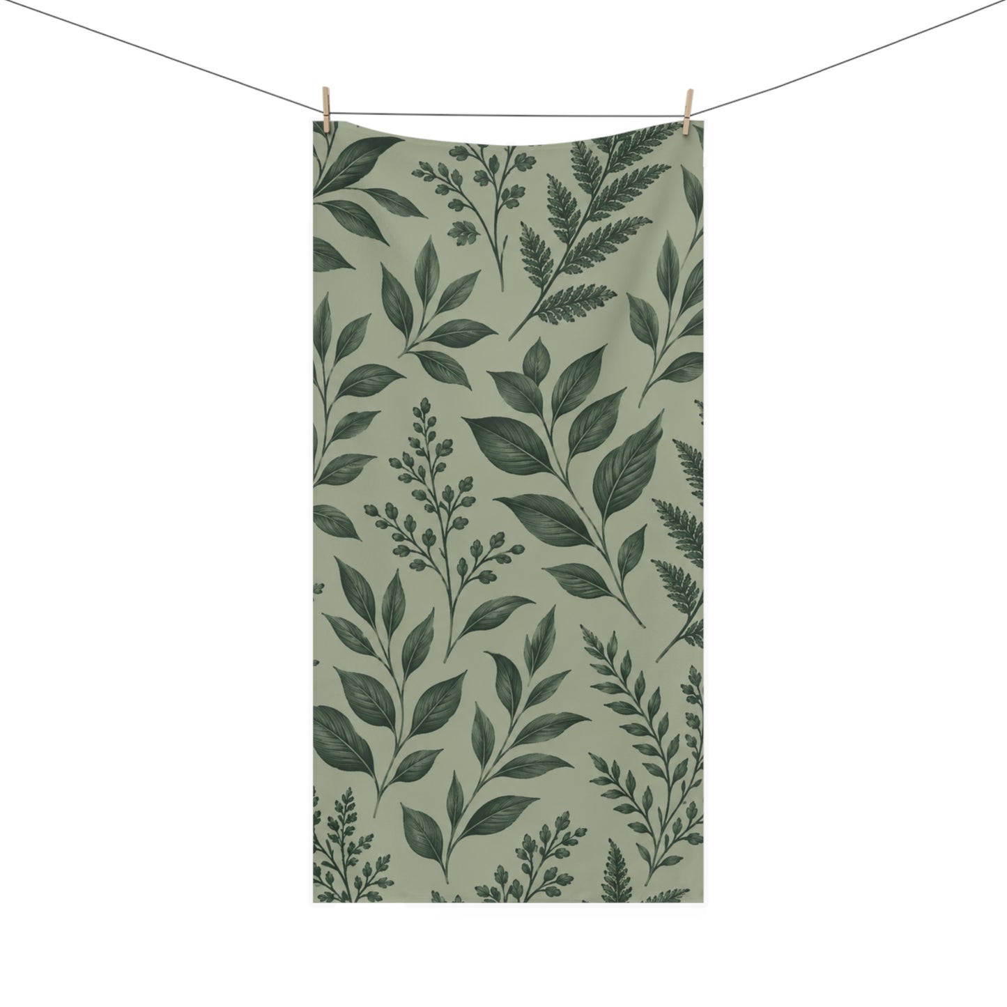 Botanical Green Leaf Bath & Beach Towel