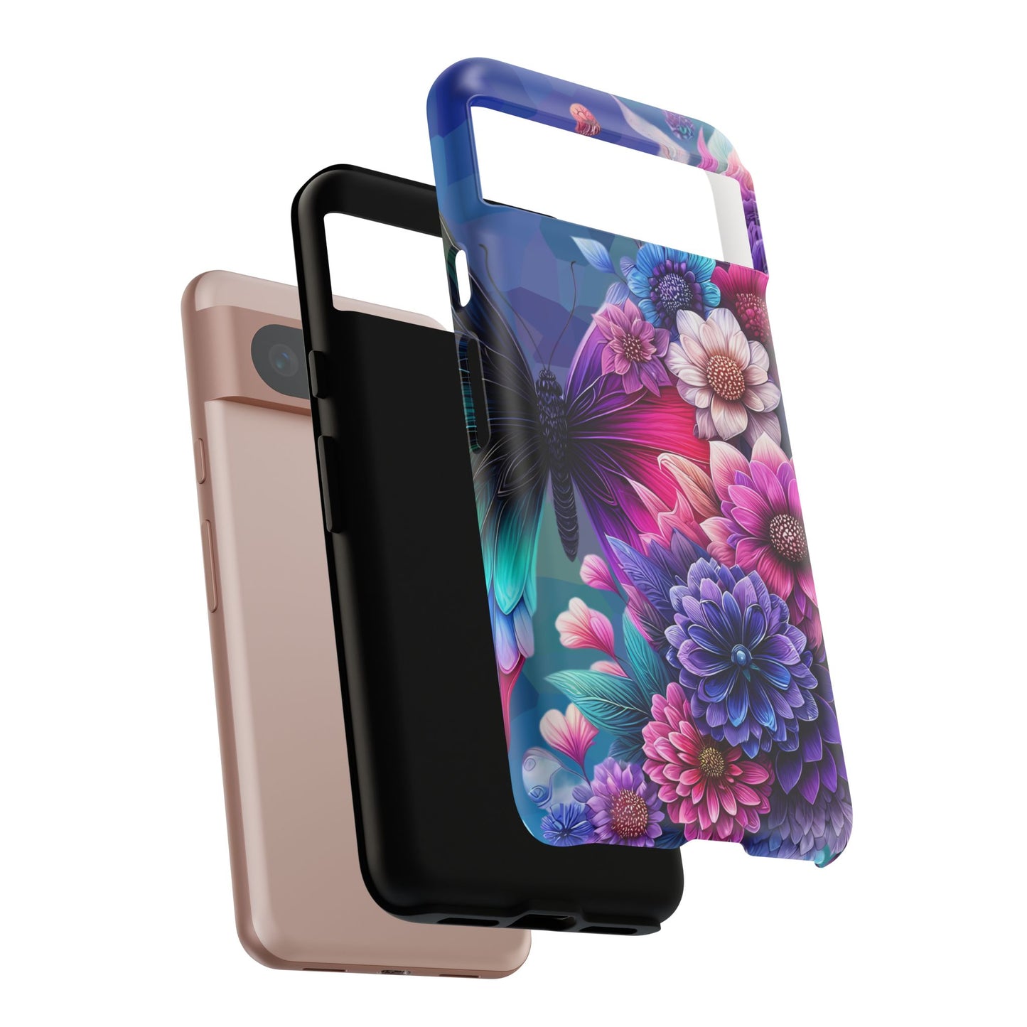 Butterfly Bloom Tough Phone Case — Vibrant Purple Blossom Protective Cover