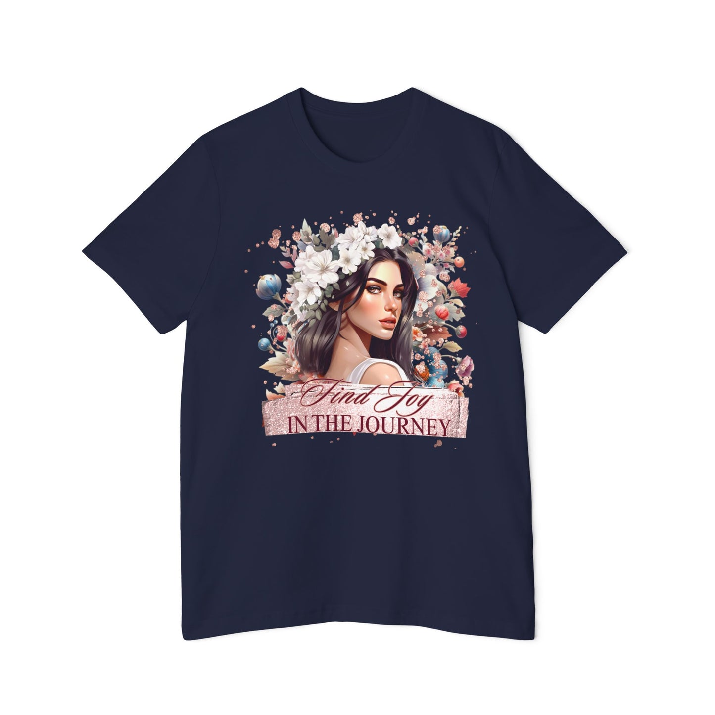 Portrait Graphic T-Shirt 'Find Joy in the Journey' Floral Portrait T-Shirt