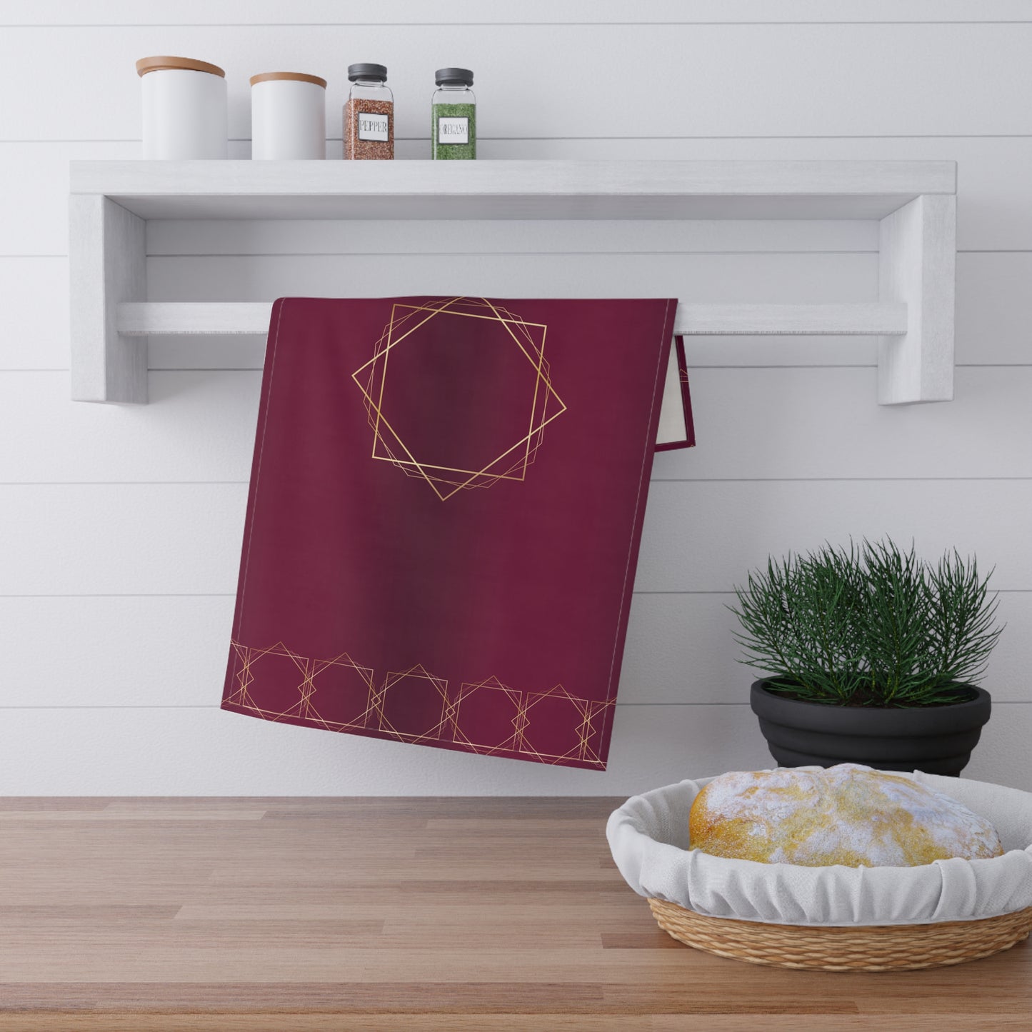 Gilded Elegance (Burgundy) Tea Towels (cotton, poly)