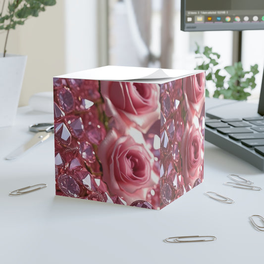 Pink Diamonds & Petals Note Cube