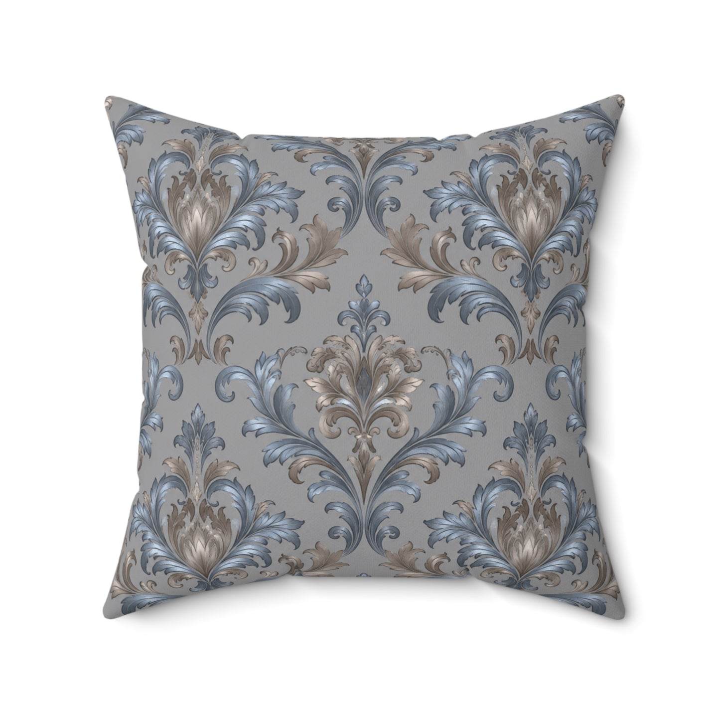 Elegant Blue Gray Damask Throw Pillows