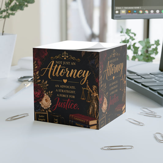 Attorney Note Cube — "Not Just an Attorney" Inspirational Legal Desk Gift