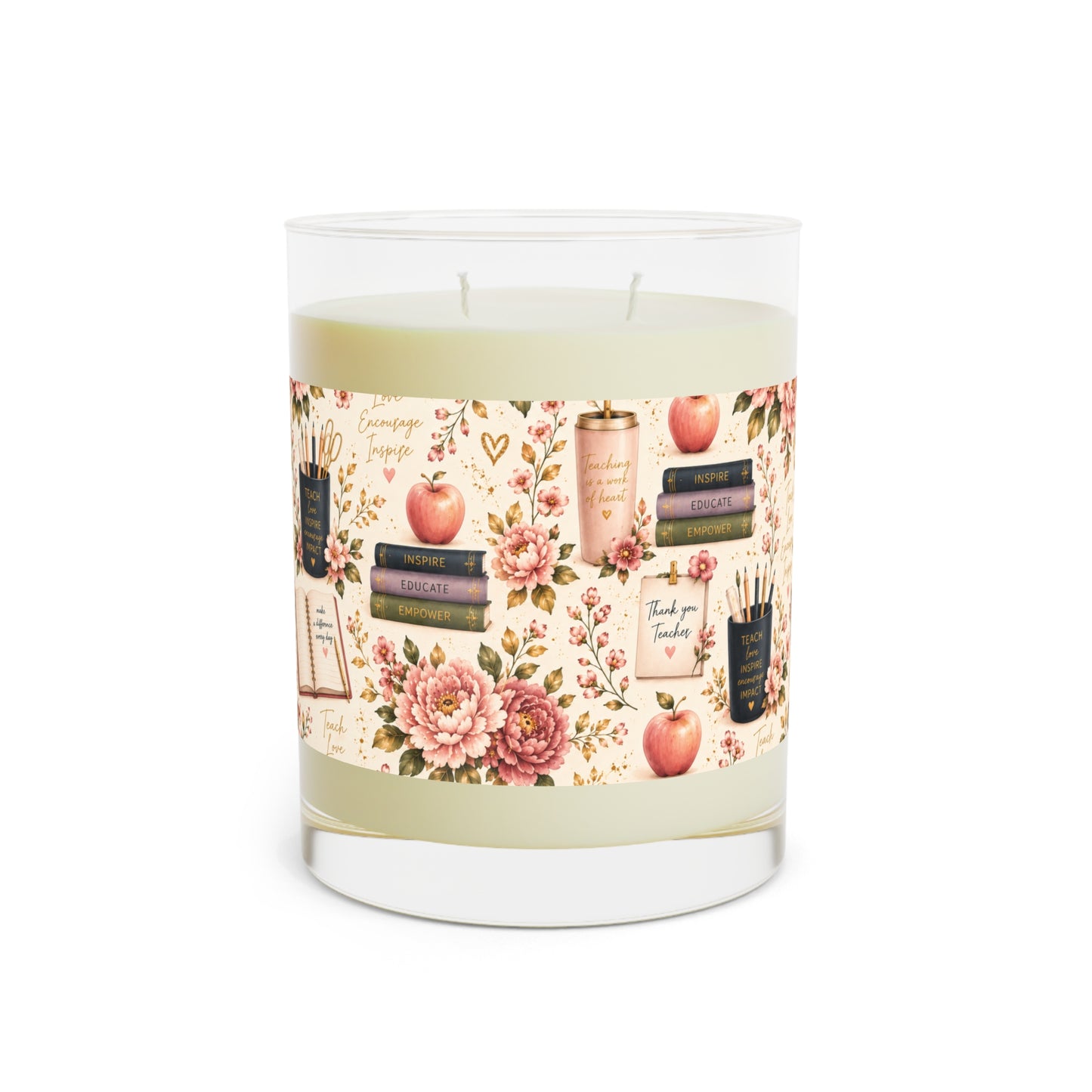Teacher Appreciation Scented Candle — Floral Books & Apples 11oz