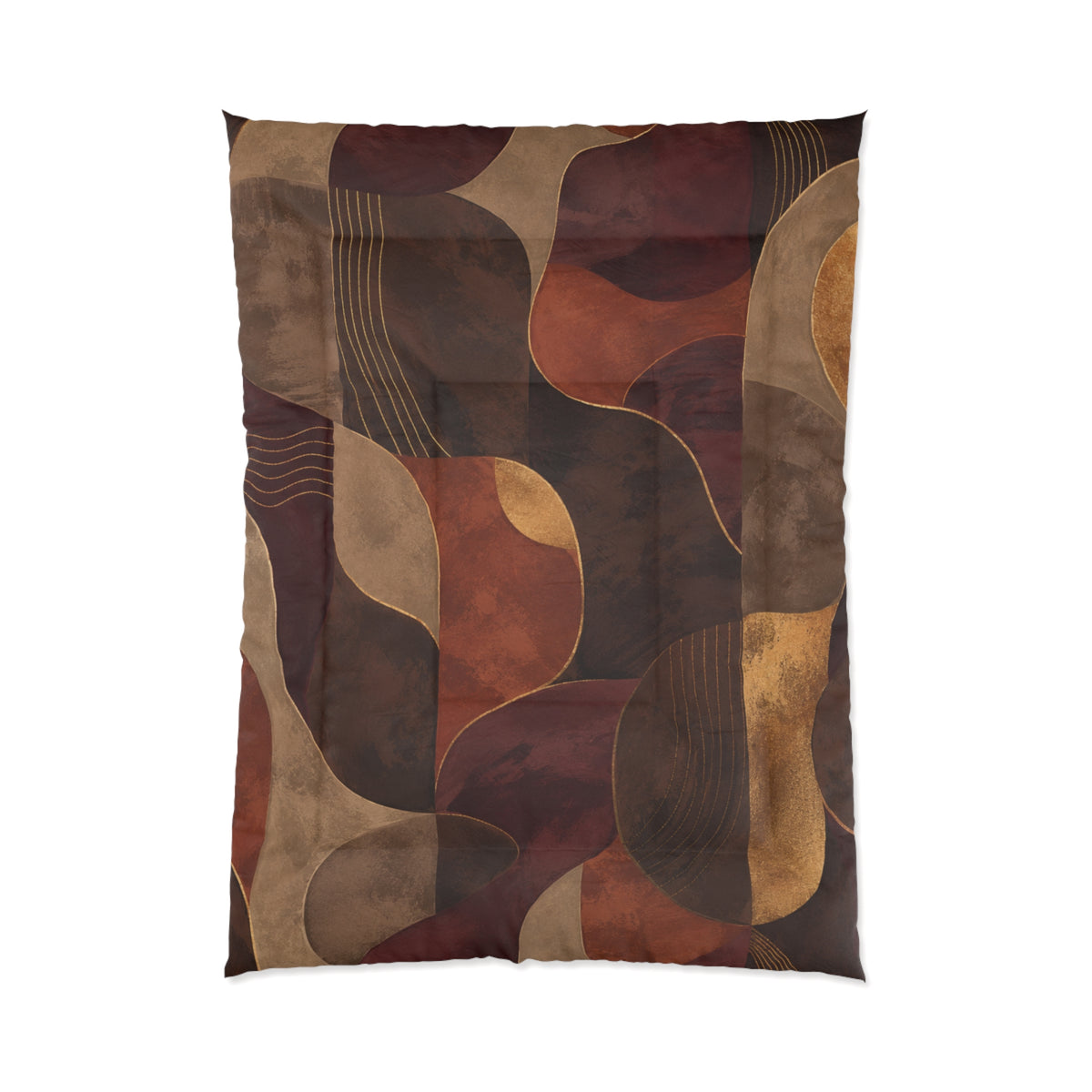 Ember & Earth Comforter — Retro Geometric Bedding in Warm Browns & Rust