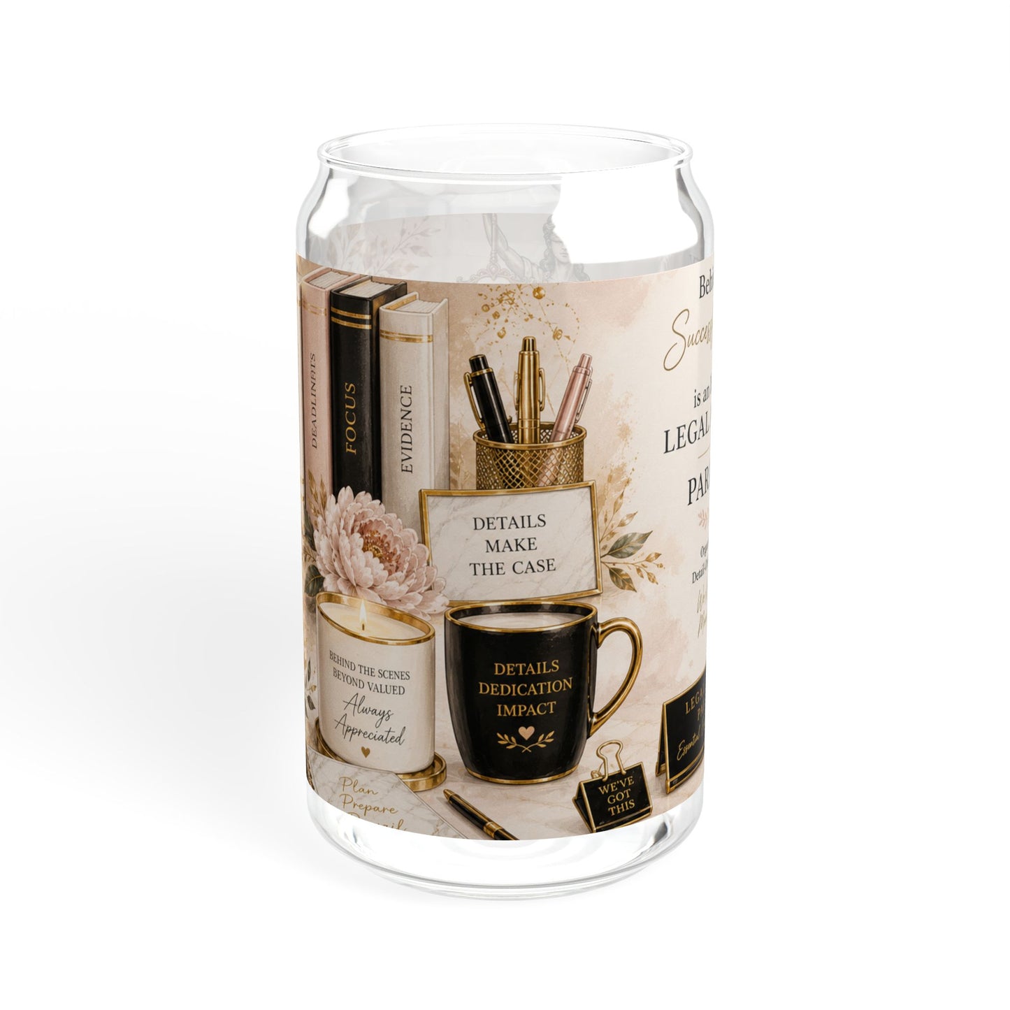 Counsel & Confidence: Paralegal or Legal Asst. Sipper Glass – 16oz Mason Tumbler with Straw (Appreciation Gift)