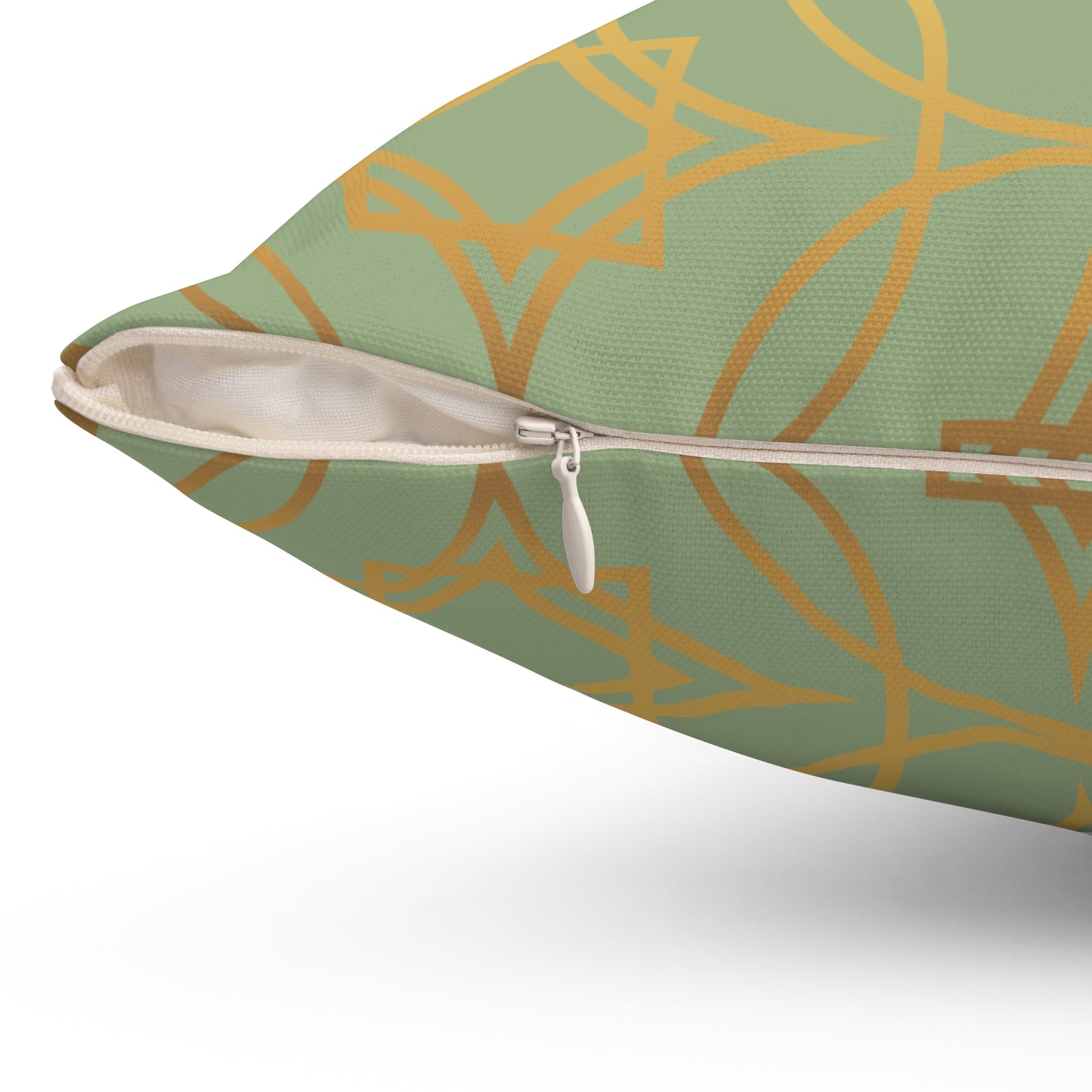 Gilded Geometric Decorative Pillow — Sage Green & Gold Luxe Throw Pillow
