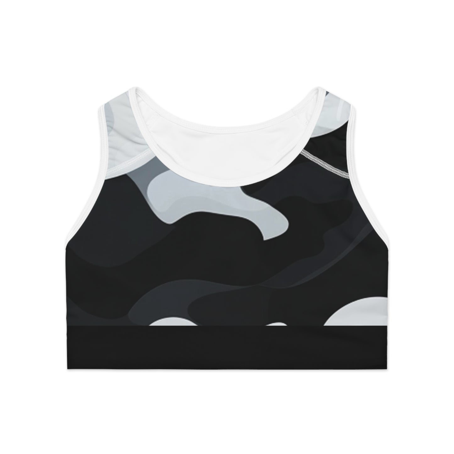 Black/Gray Sports Bra (AOP)