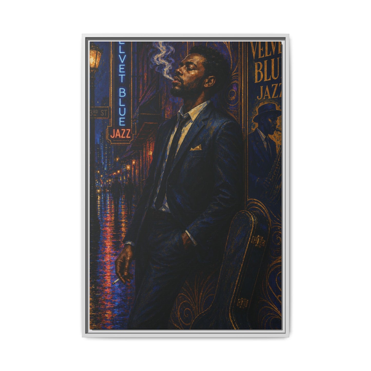 After the Gig Framed Retro Jazz Music Canvas Print