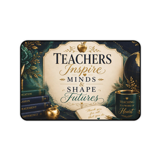 Teacher Appreciation Desk Mat - "Teachers Inspire Minds & Shape Futures" Appreciation Gift for Educators