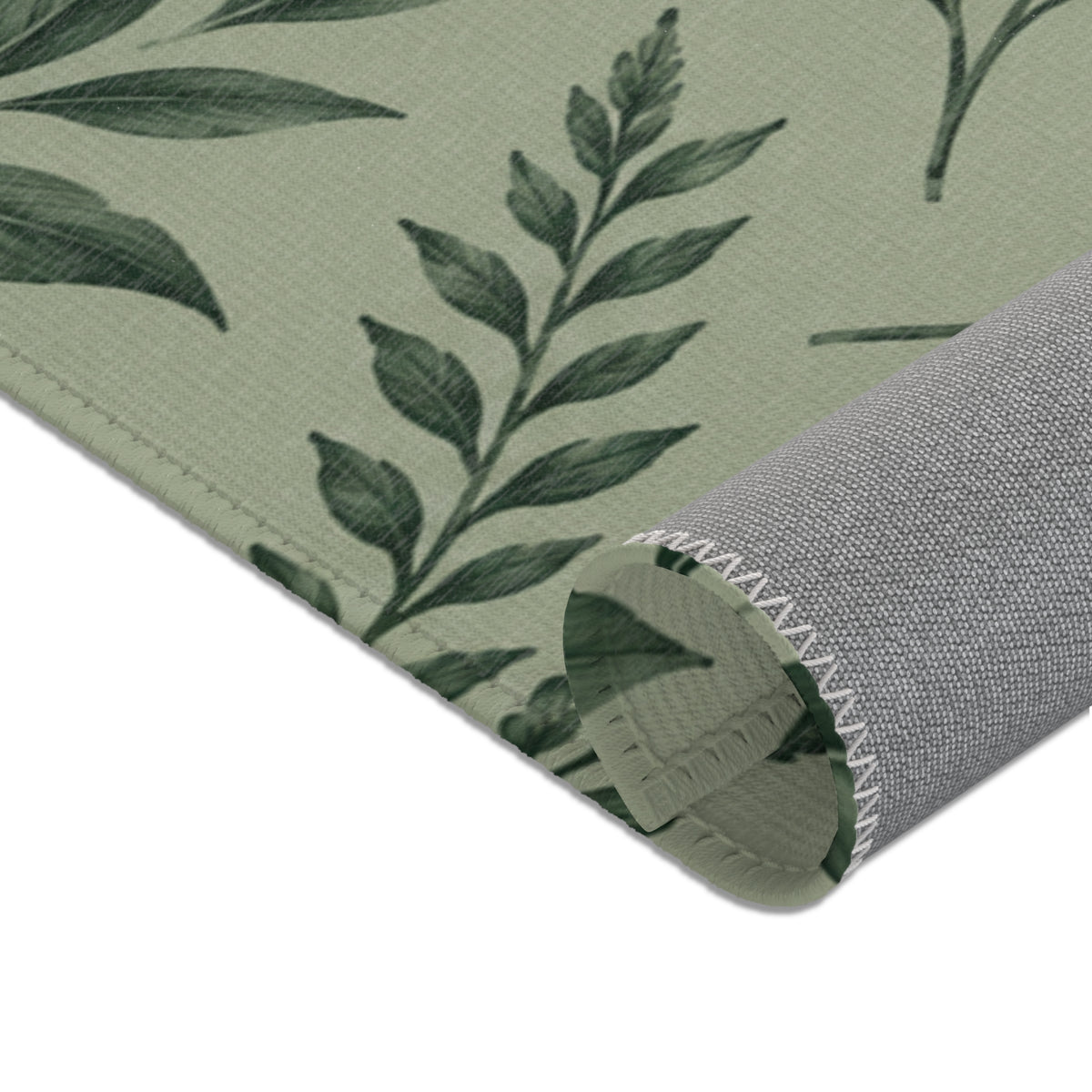 Botanical Green Area Rug – Sage Green Floral Pattern