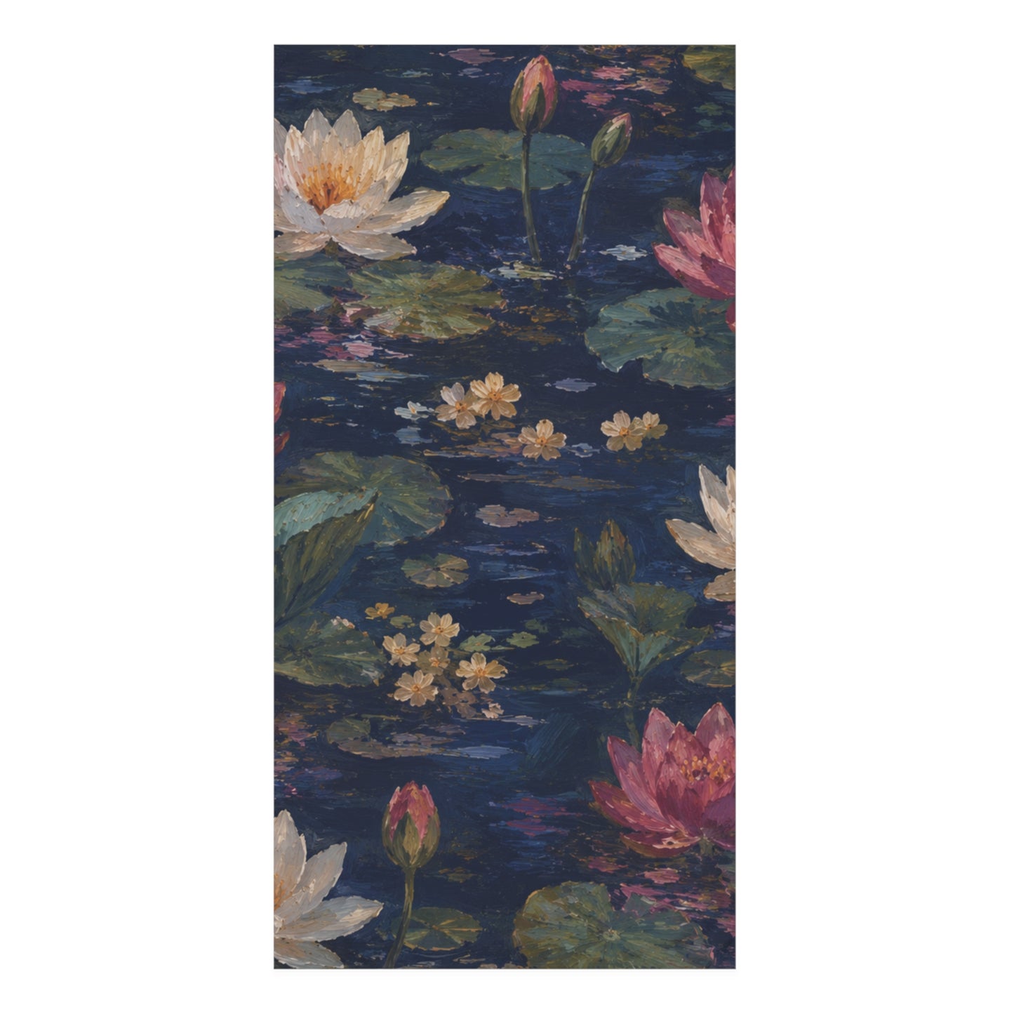 Dark Blue Lotus Pond Design - Bath Towel