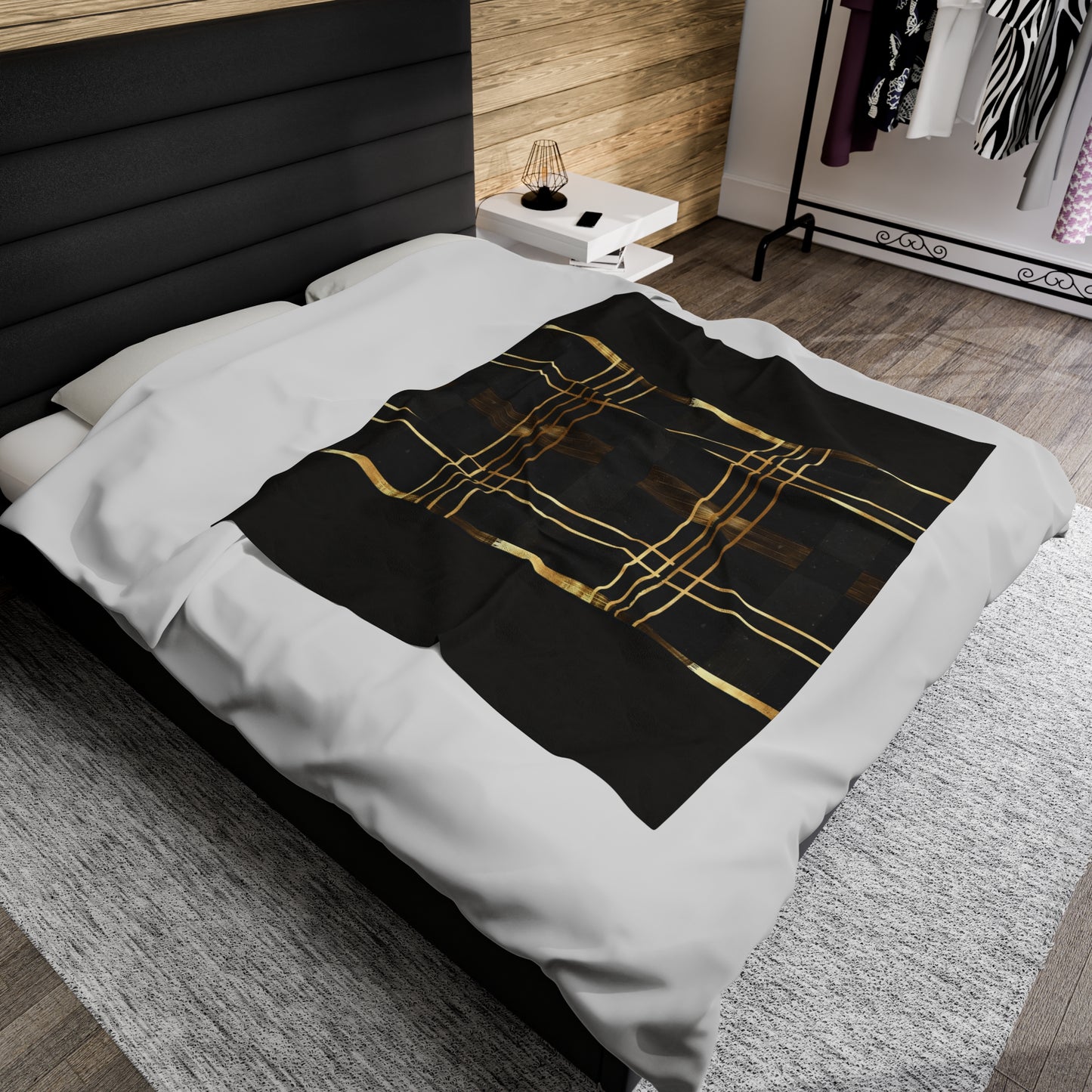 Noir & Gold Glam Velveteen Plush Blanket