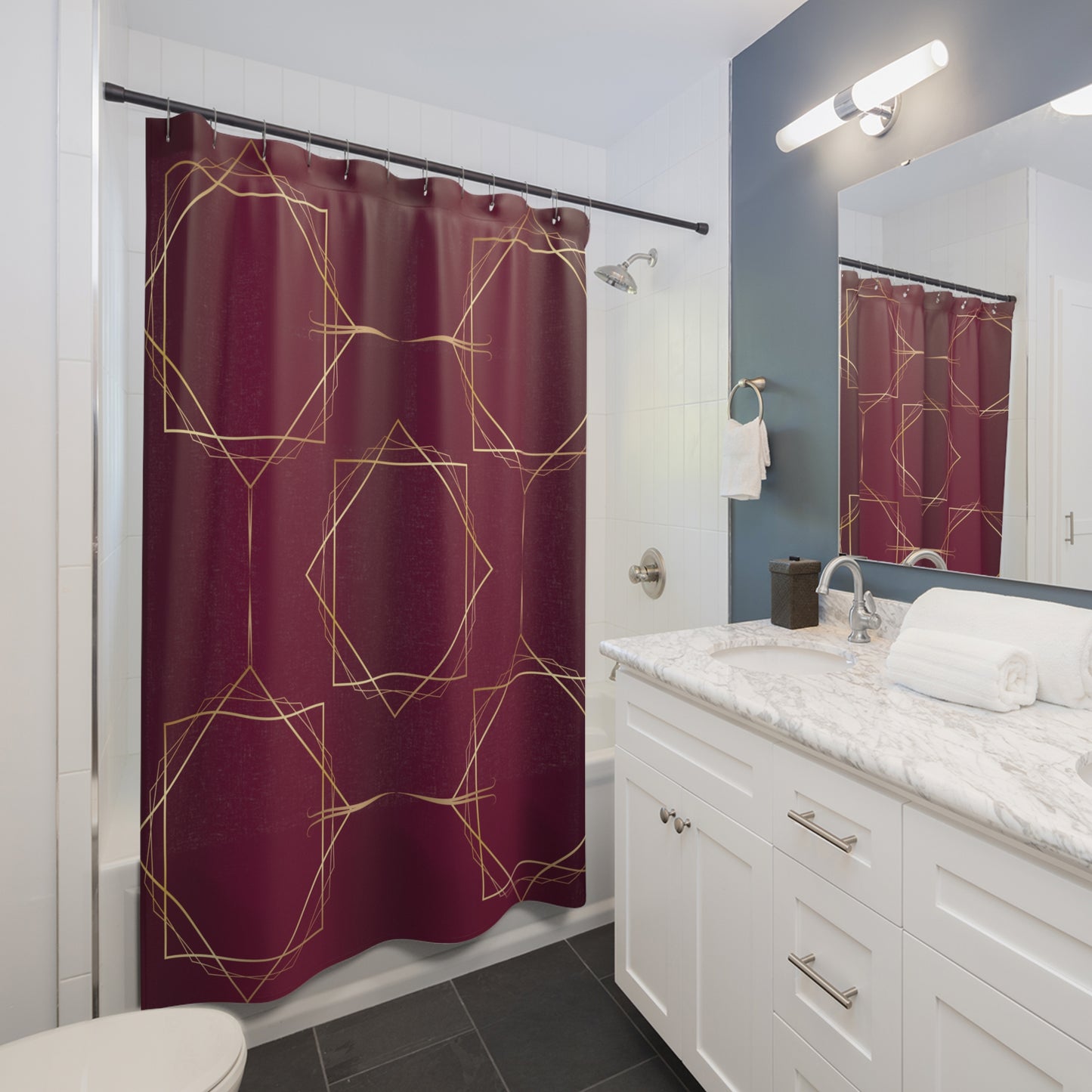 Gilded Elegance (Burgundy) Shower Curtains