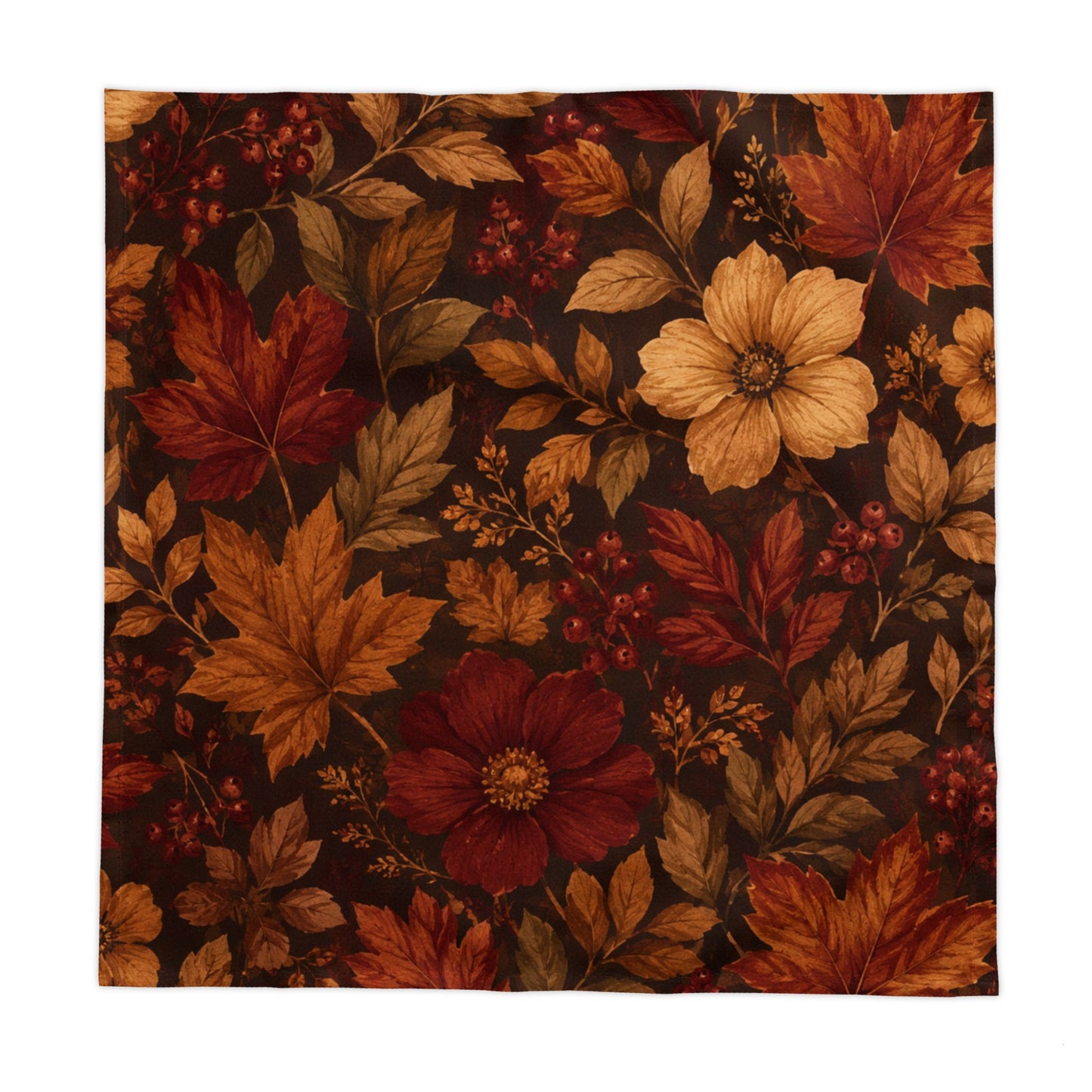Rustic Fall Tablecloth - Fall Leaves & Berries Autumn Decor