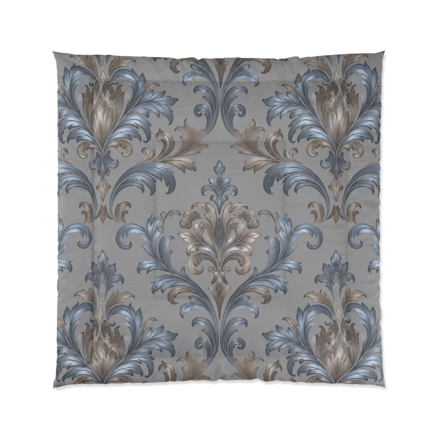 Elegant Blue Gray Damask Bedding