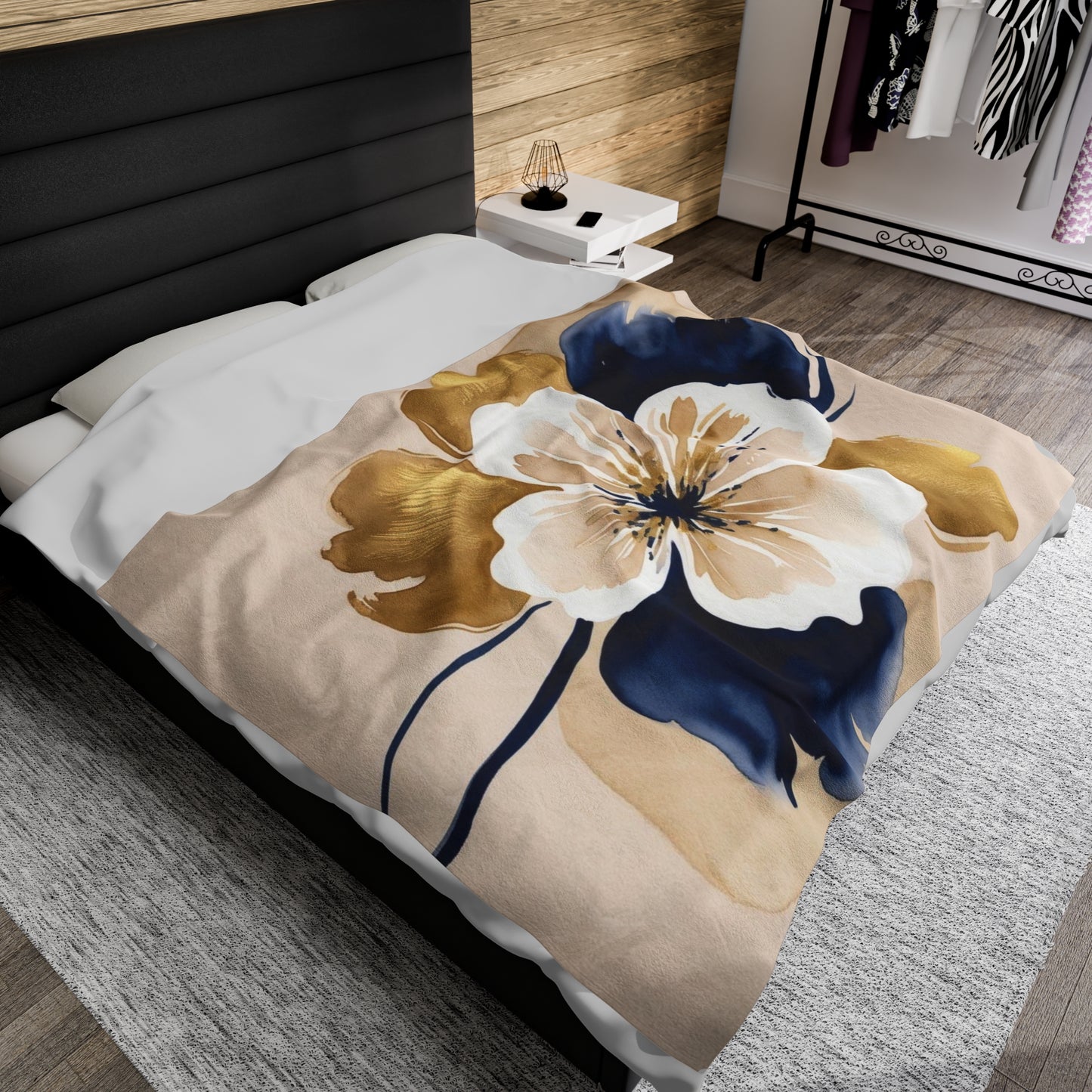 Abstract Floral Velveteen Plush Blanket