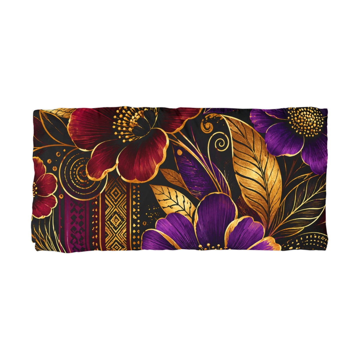 Zuri Garden Luxe Pillowcase — Purple & Gold Botanical Microfiber