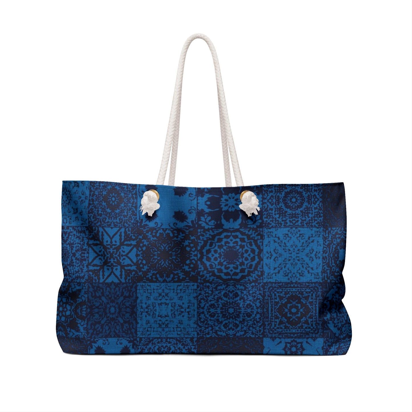 Boheme Bleu Weekender Bag — Boho Tile Print Travel Tote