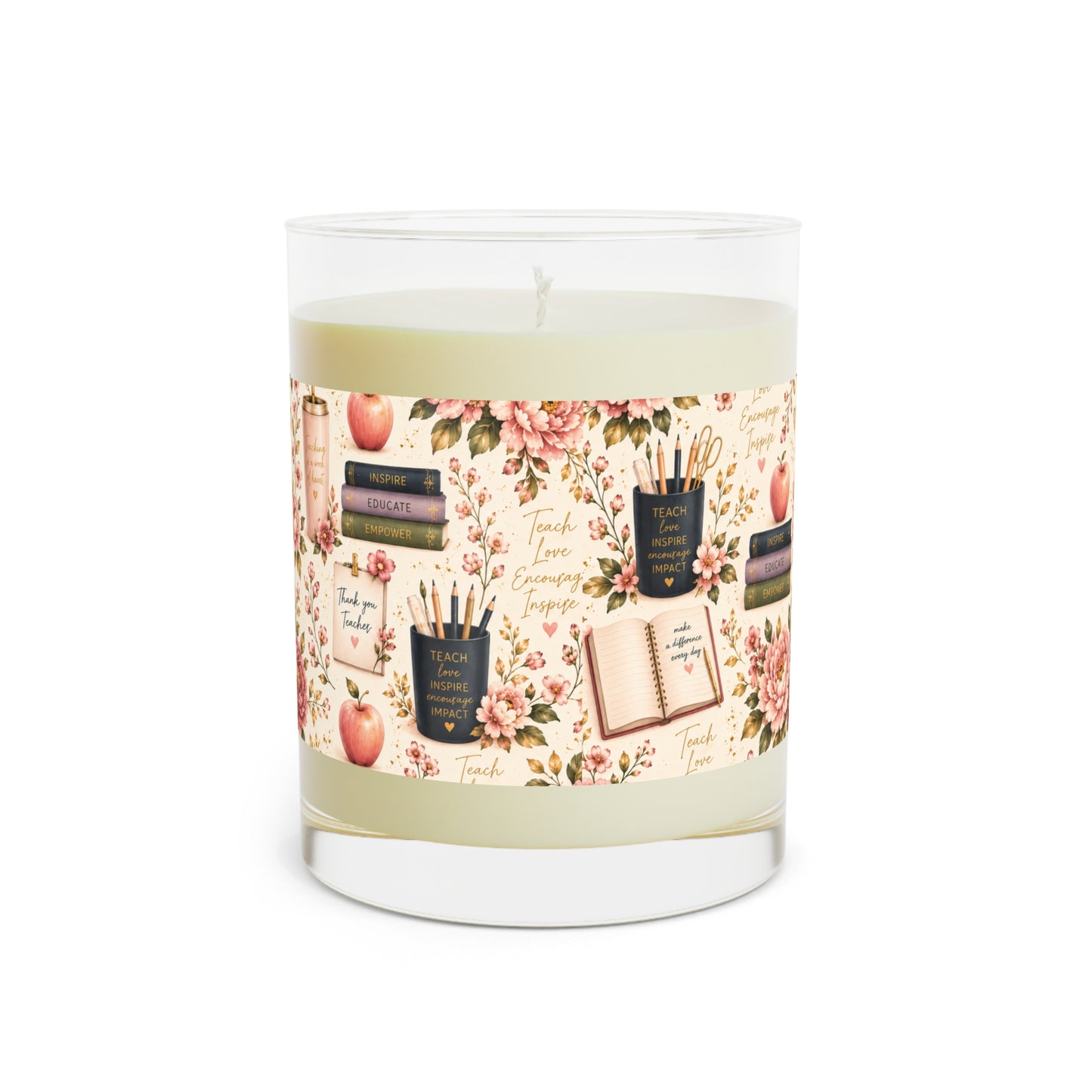 Teacher Appreciation Scented Candle — Floral Books & Apples 11oz