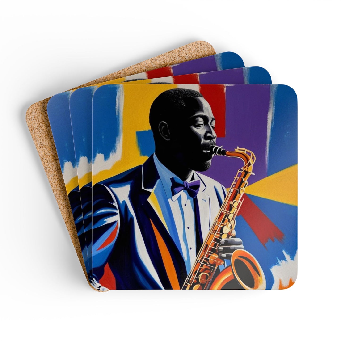 All That Sax Corkwood Coaster Set