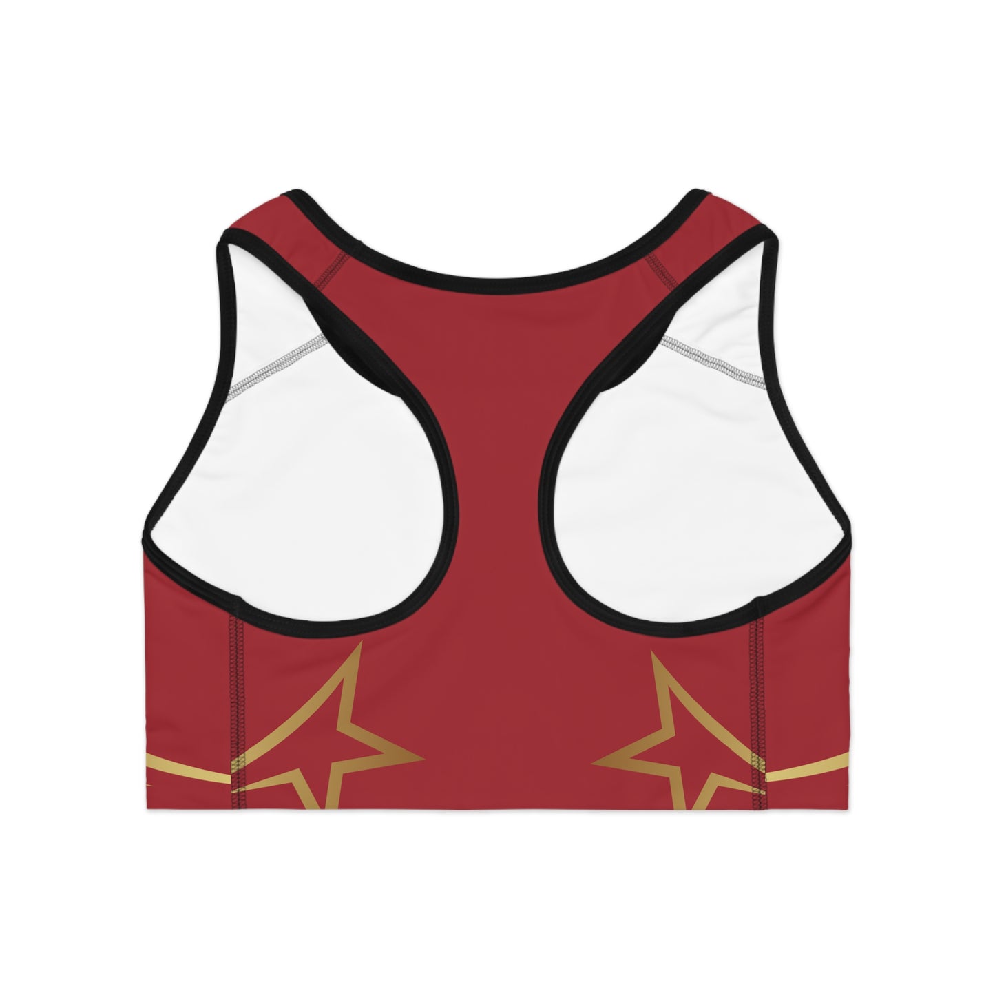 Red with Gold Accents Sports Bra (AOP)