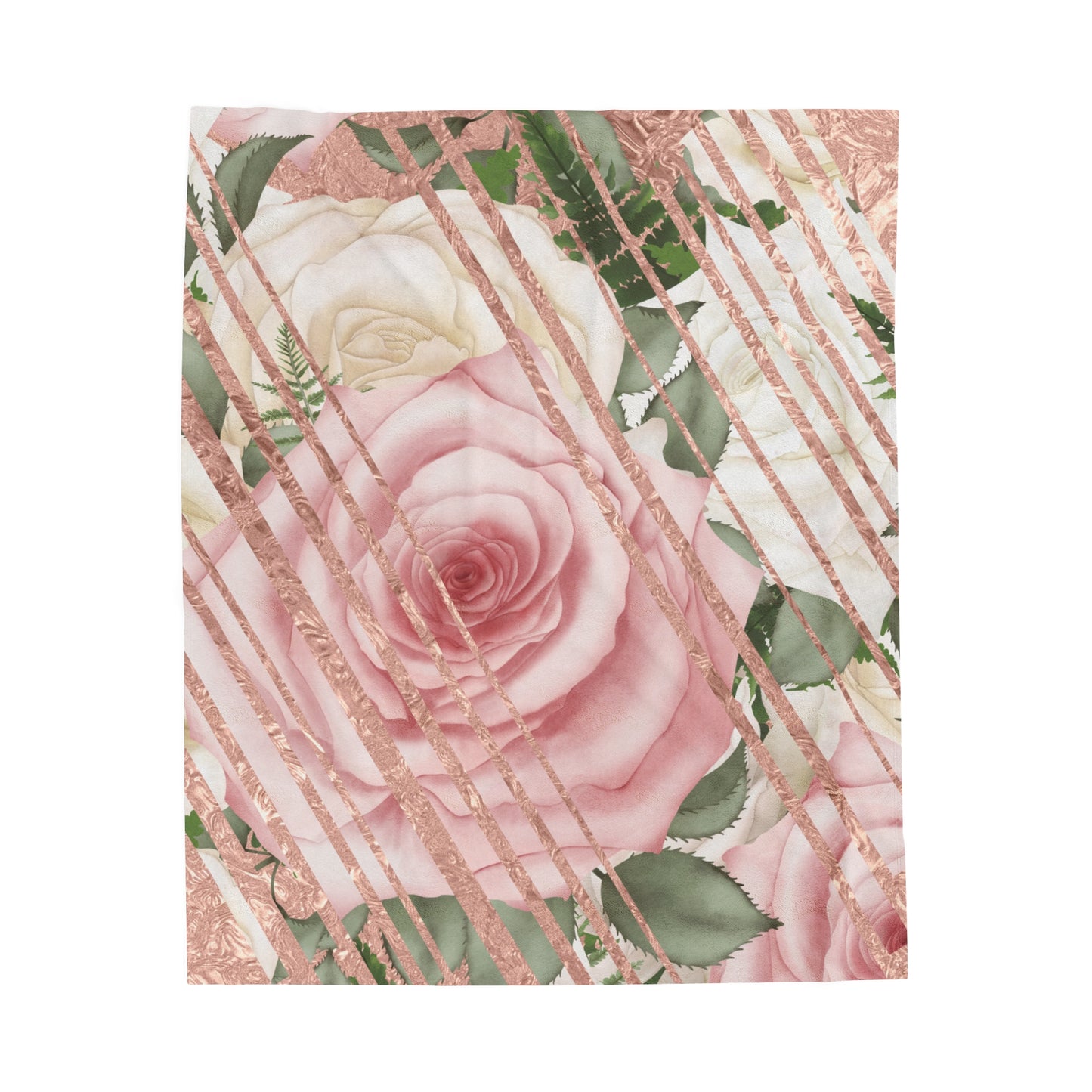 Kissed by a Rose Gold Velveteen Plush Blanket