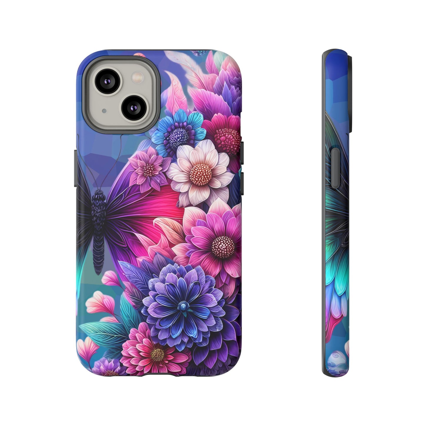 Butterfly Bloom Tough Phone Case — Vibrant Purple Blossom Protective Cover