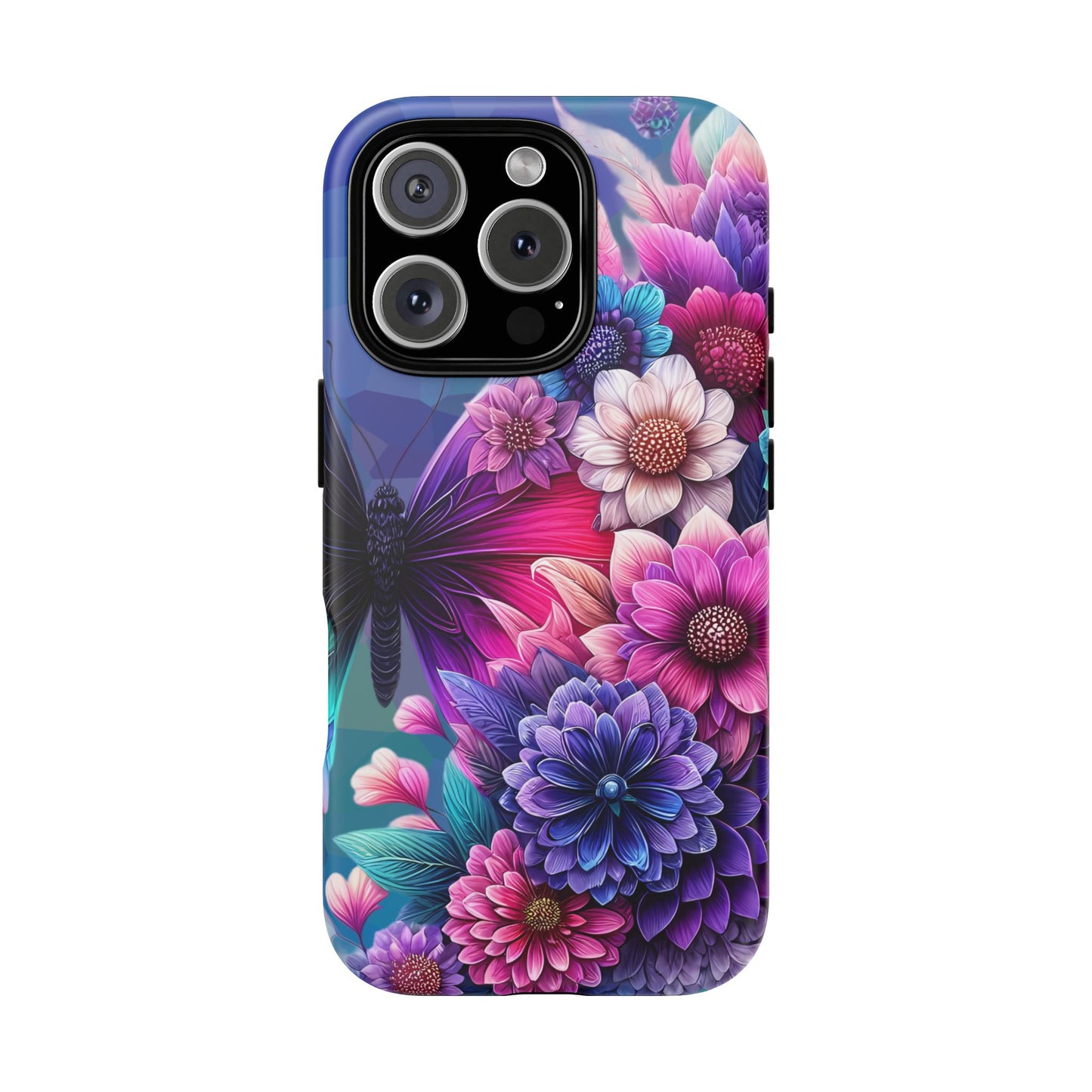 Butterfly Bloom Tough Phone Case — Vibrant Purple Blossom Protective Cover