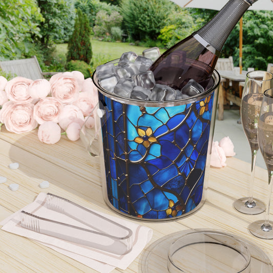 Sapphire Radiance Ice Bucket with Tongs
