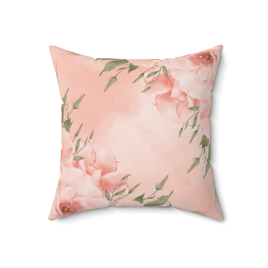 Peachy Keen Faux Suede Square Pillow