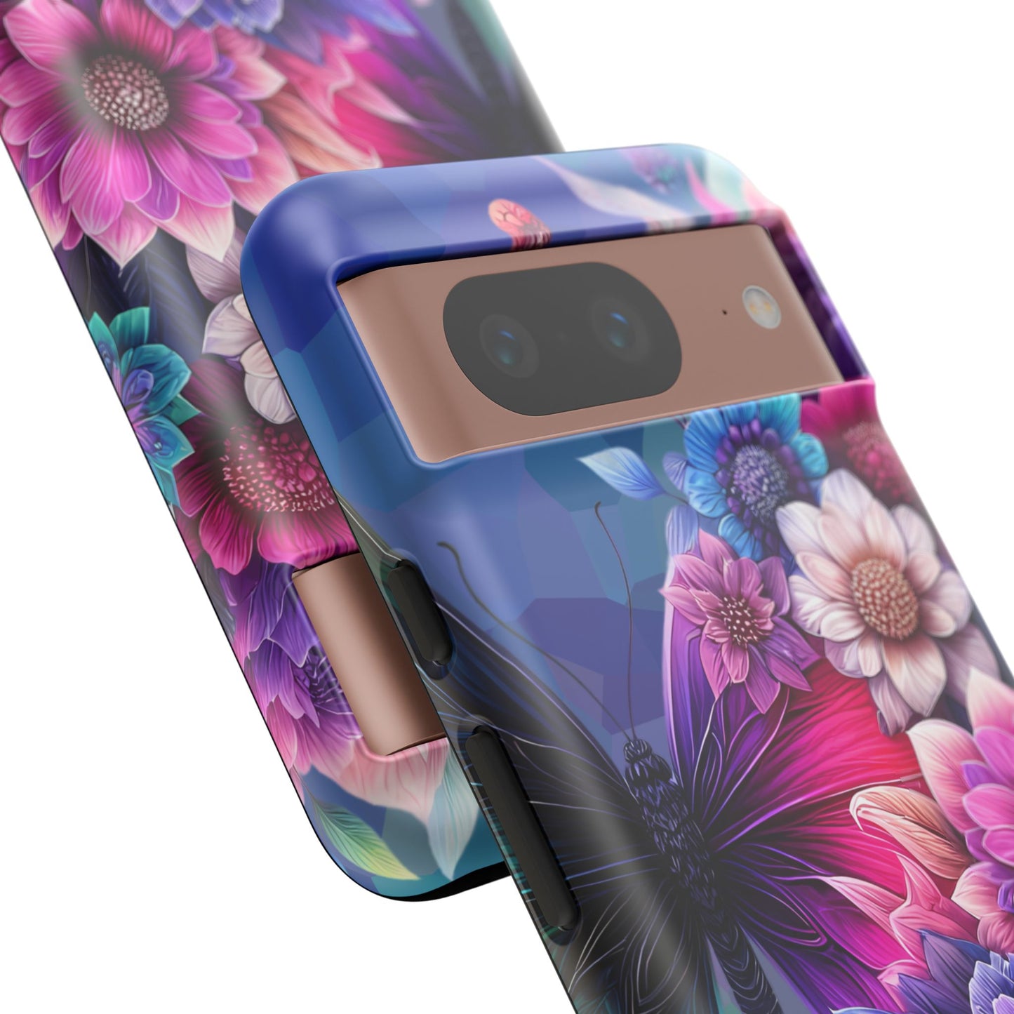 Butterfly Bloom Tough Phone Case — Vibrant Purple Blossom Protective Cover